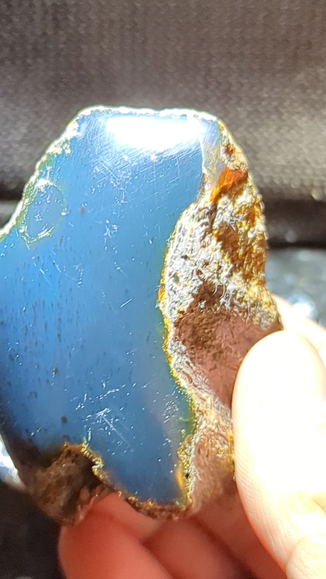 Rare Blue Amber Specimen (62 grams) - Natural Blue Amber with bark skin Rare Blue Amber Specimen (62 grams) - Natural Blue Amber with bark skin