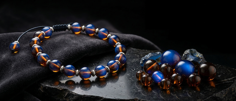 Blue Amber Bracelet — Bangle, Beaded, and Wire-Wrapped Options
