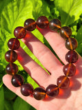 Natural Sumatran Blue Amber Bracelet – Polished Cognac Amber Beads | Indonesian Collector Jewellery