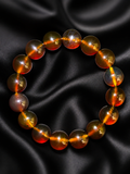 Natural Sumatran Blue Amber Bracelet – Polished Cognac Amber Beads | Indonesian Collector Jewellery