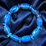 Rare Blue Amber Bracelet — Sunlit Glow, Museum-Grade Clarity (9 Large + 9 Small Beads)