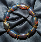 Rare Blue Amber Bracelet — True Blue Sheen in White Light (Handmade Statement Beads)