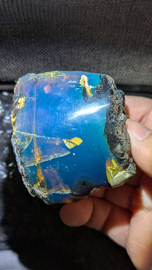 Rare Blue Amber Specimen (52 grams) - Excellent Grade +AAA - Natural Blue Amber - Amber Specimen - Natural Amber Stone - UV Reactive