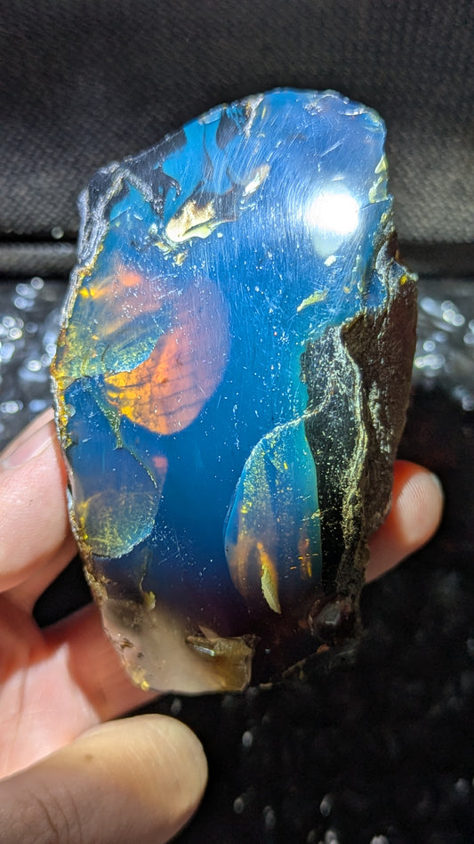 Rare Blue Amber Specimen (86 grams) - Excellent Grade +AAA - Natural Blue Amber - Amber Specimen - Natural Amber Stone - UV Reactive