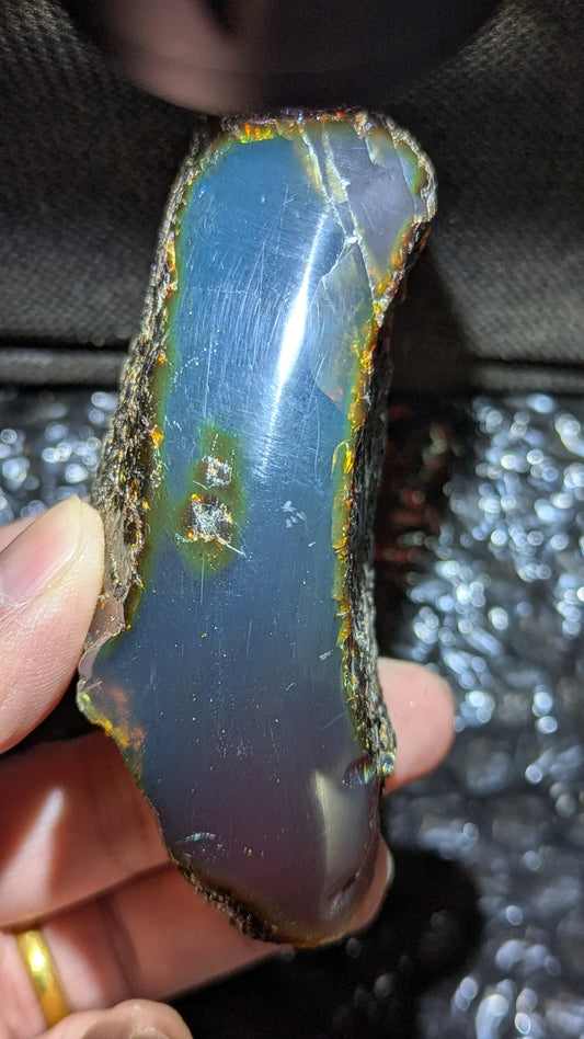 Large Rare Blue Amber Specimen (80 grams) - Excellent Grade +AAA - Natural Blue Amber - Amber Specimen - Natural Amber Stone - UV Reactive
