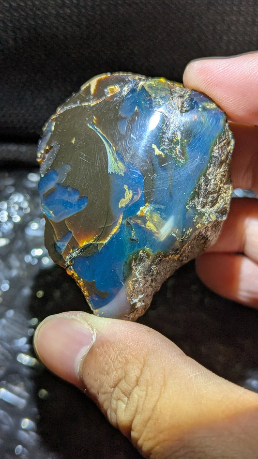 37 grams Rare Indonesian Blue Amber – Vivid Blue Glow Under Bright Light | UV Reactive | Healing Crystal & Throat Chakra Energy