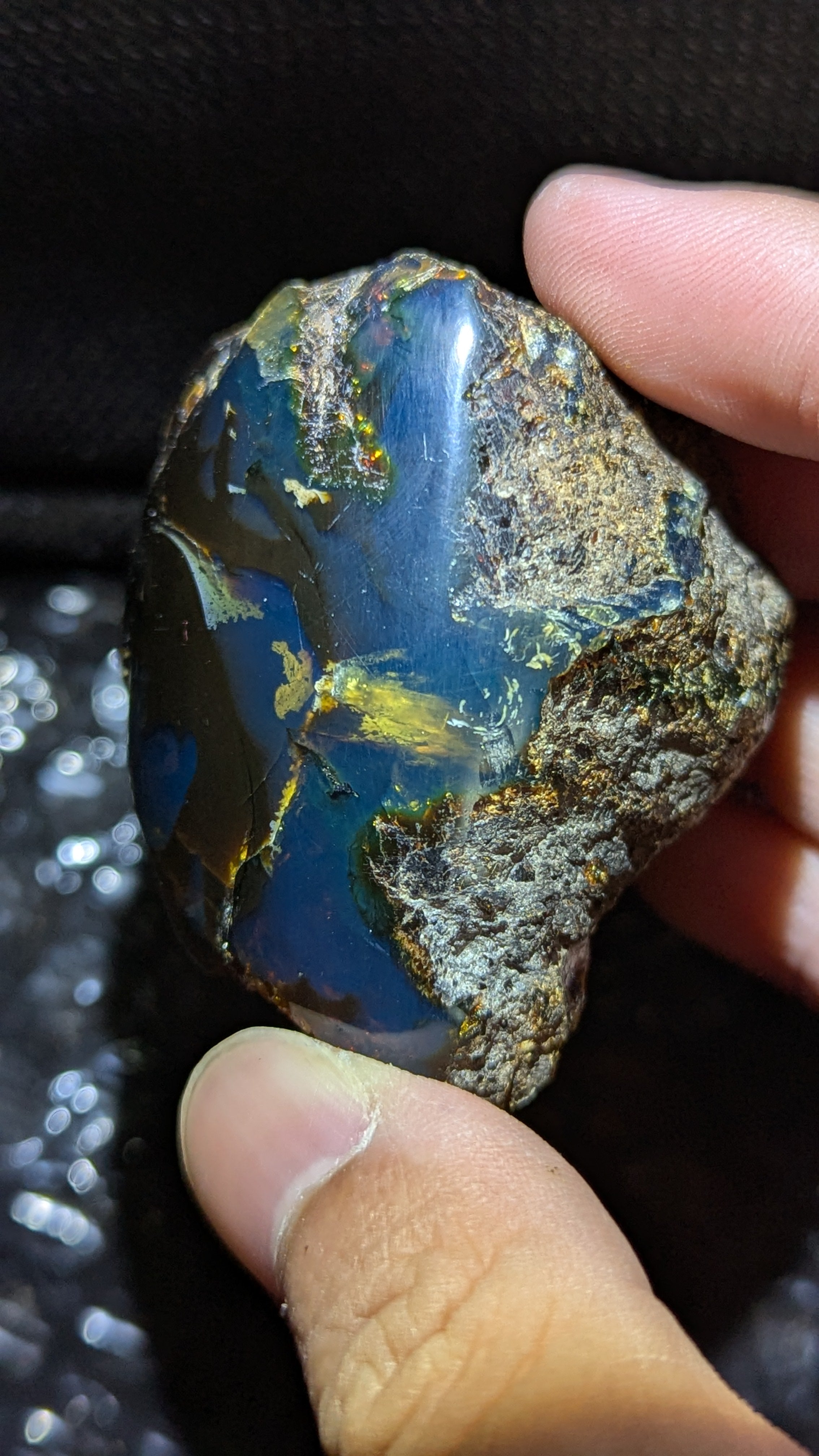 37 grams Rare Indonesian Blue Amber – Vivid Blue Glow Under Bright Light | UV Reactive | Healing Crystal & Throat Chakra Energy