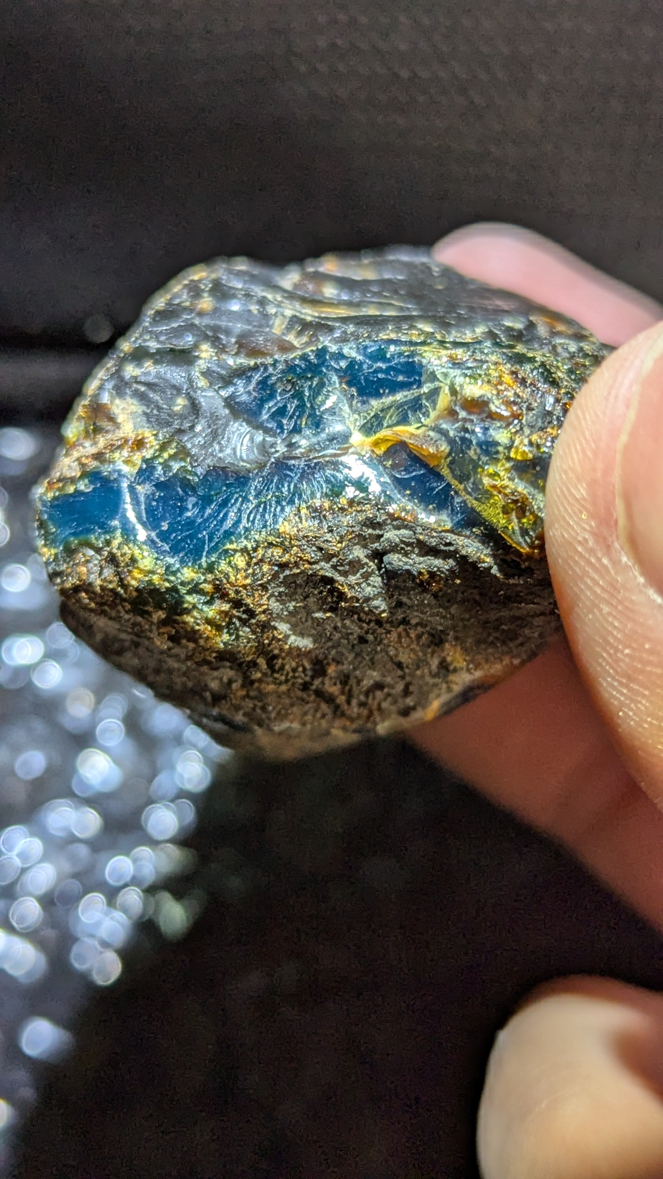 37 grams Rare Indonesian Blue Amber – Vivid Blue Glow Under Bright Light | UV Reactive | Healing Crystal & Throat Chakra Energy