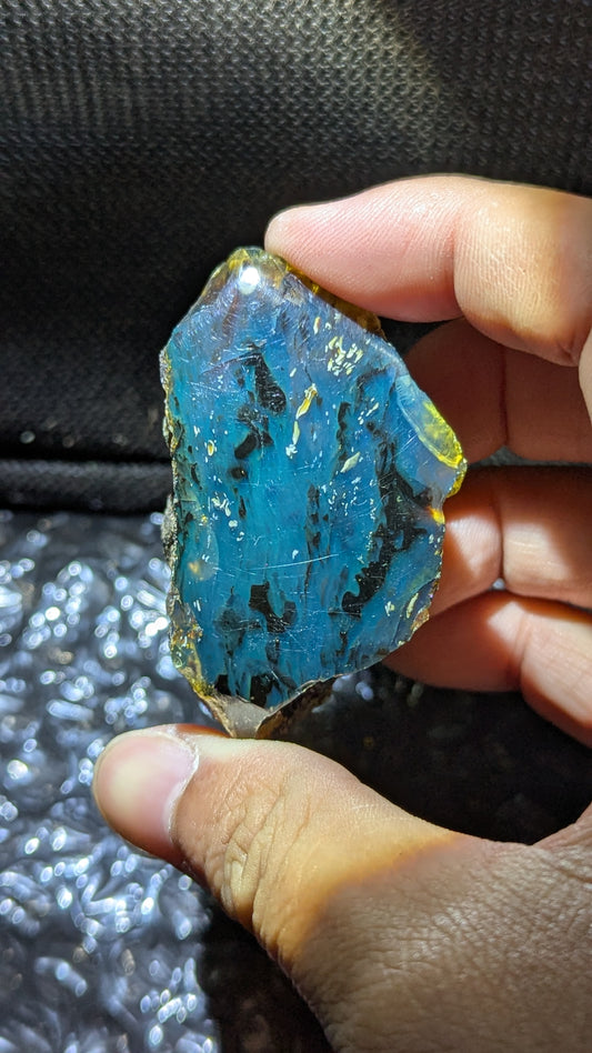 Rare Blue Amber Specimen (23 grams) - Natural Blue Amber - Amber Specimen - Natural Amber Stone - UV Reactive (Copy)