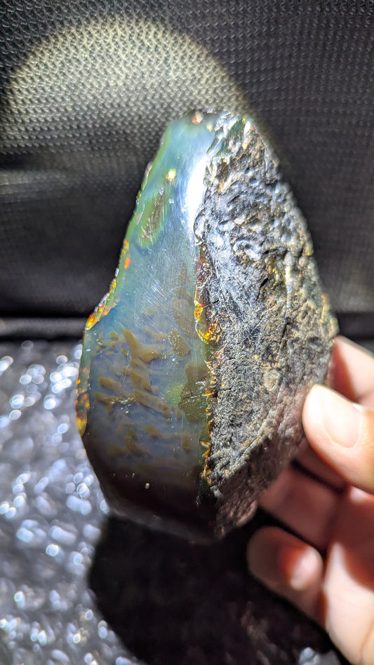 Rare Blue Amber Specimen (126 grams) - Beautiful Inclusions - Natural Blue Amber - Amber Specimen - Natural Amber Stone - UV Reactive