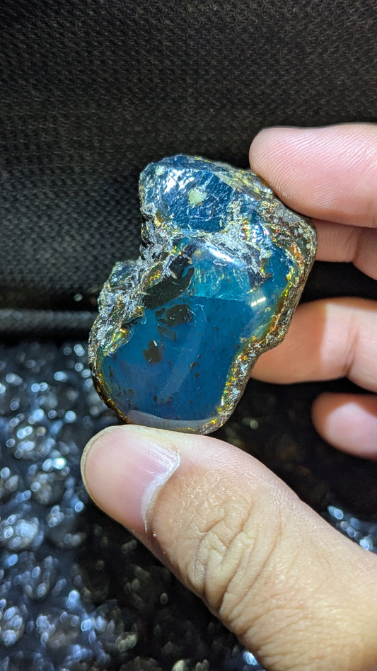 Rare Blue Amber Specimen (22 grams) - Natural Blue Amber - Amber Specimen - Natural Amber Stone - UV Reactive