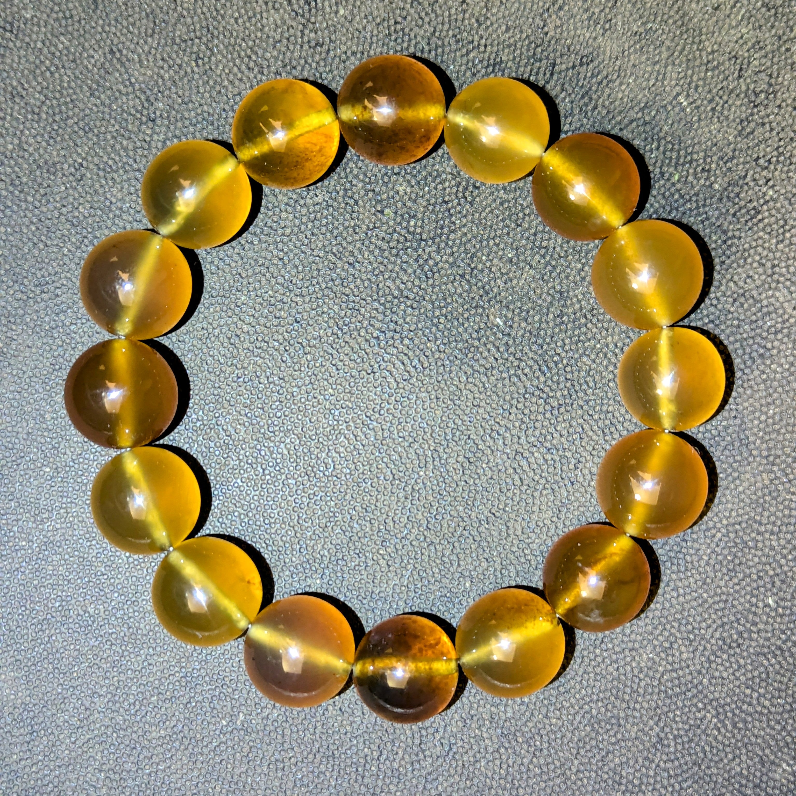 Authentic Blue Amber Bracelet - 15 mm beads (16 beads) - Yellow Type