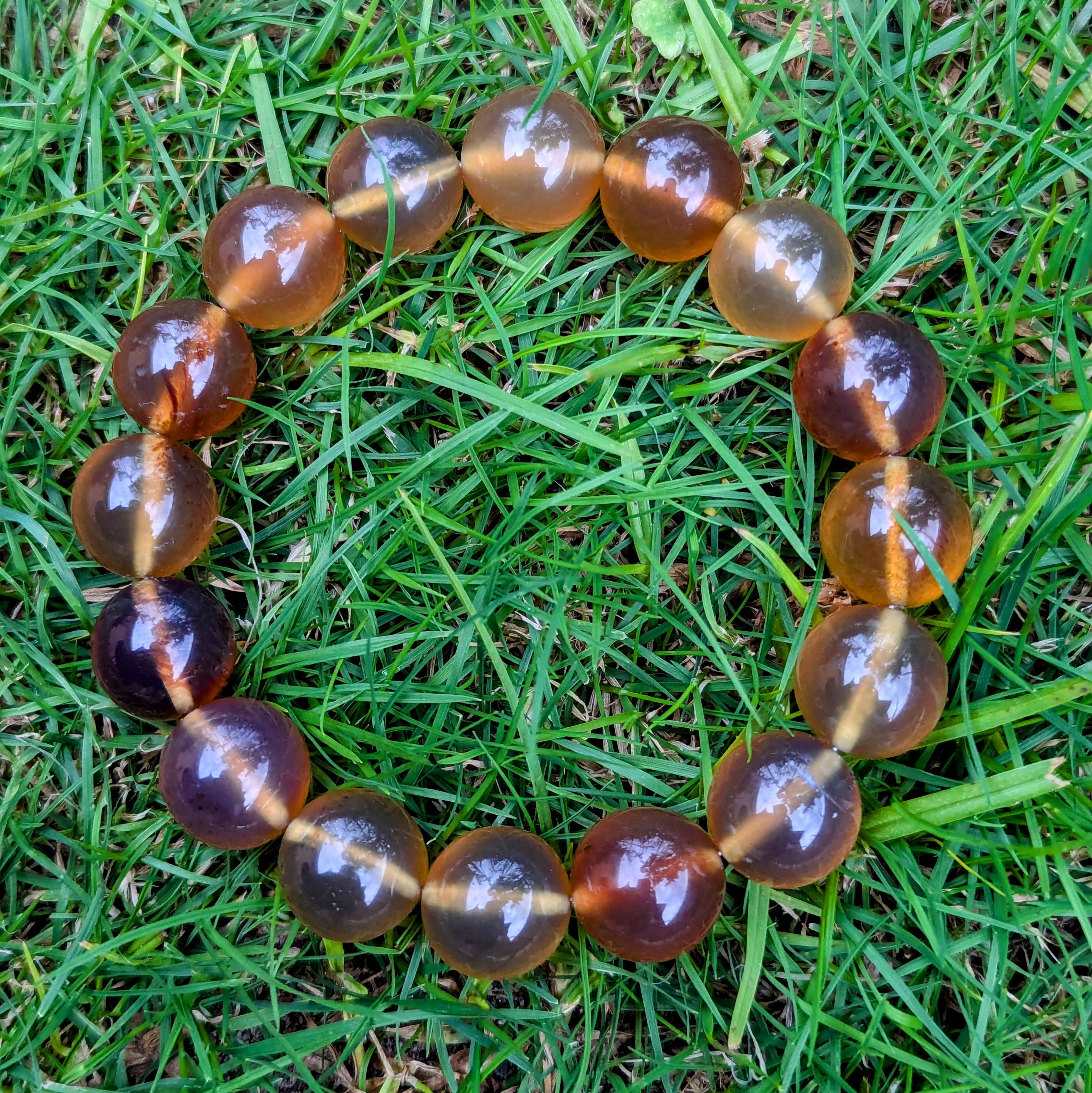 Authentic Blue Amber Bracelet - 15 mm beads (16 beads) - Yellow Type