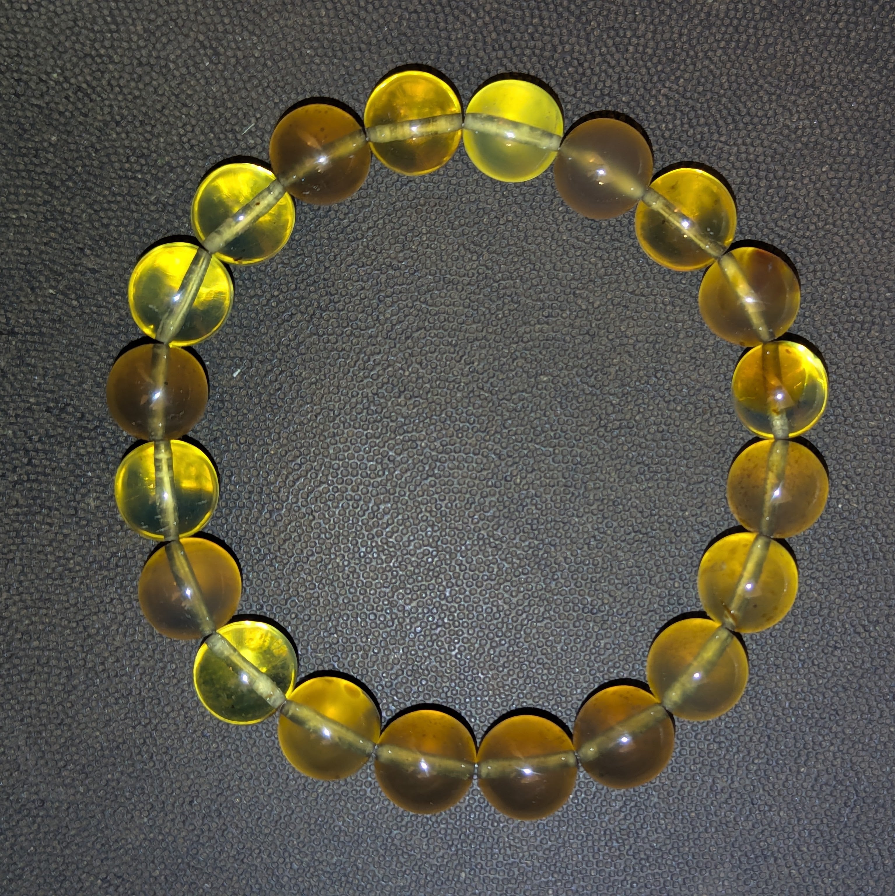 Authentic Blue Amber Bracelet - 12 mm beads (20 beads) - Yellow Type