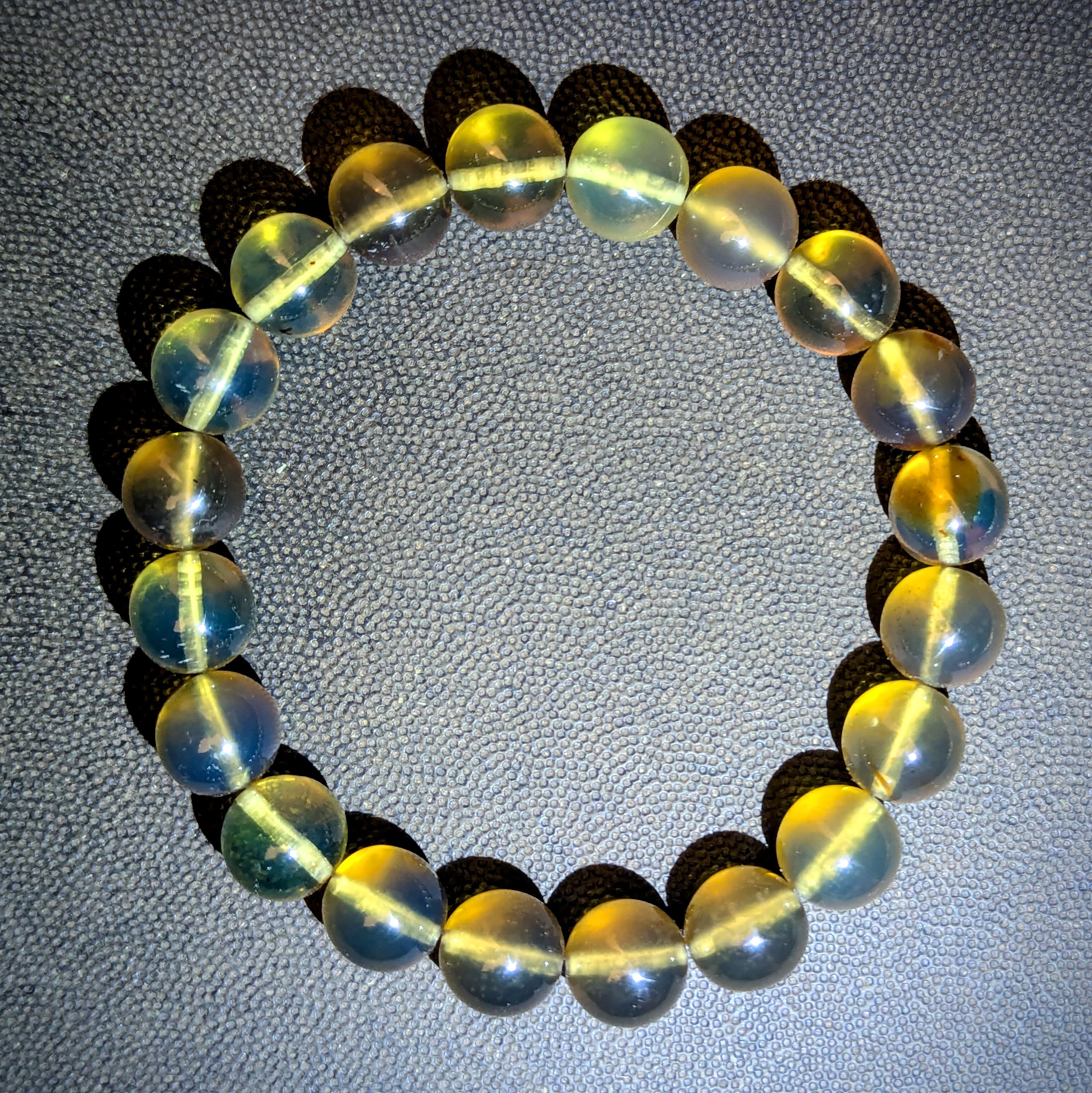 Authentic Blue Amber Bracelet - 12 mm beads (20 beads) - Yellow Type