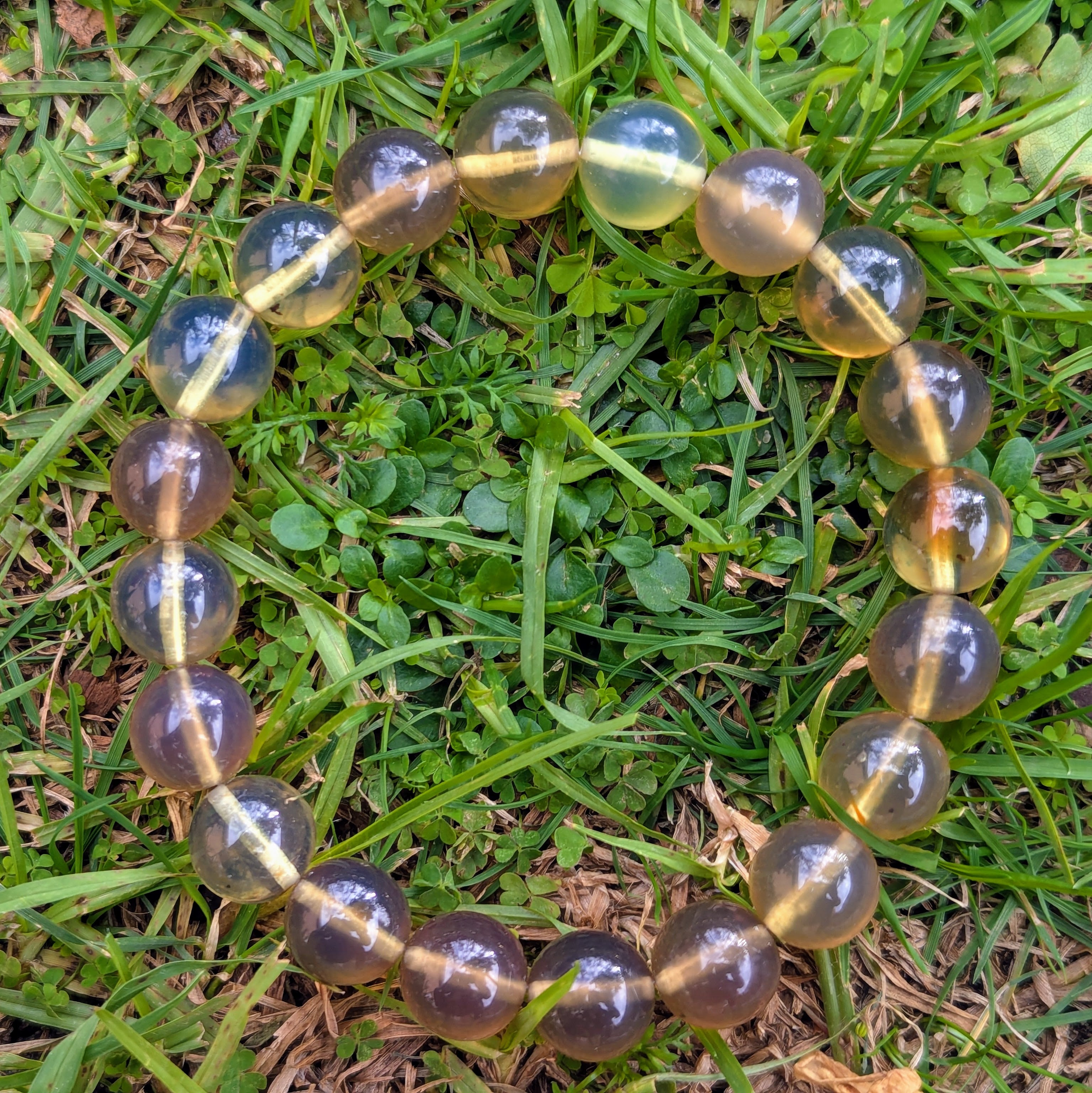 Authentic Blue Amber Bracelet - 12 mm beads (20 beads) - Yellow Type