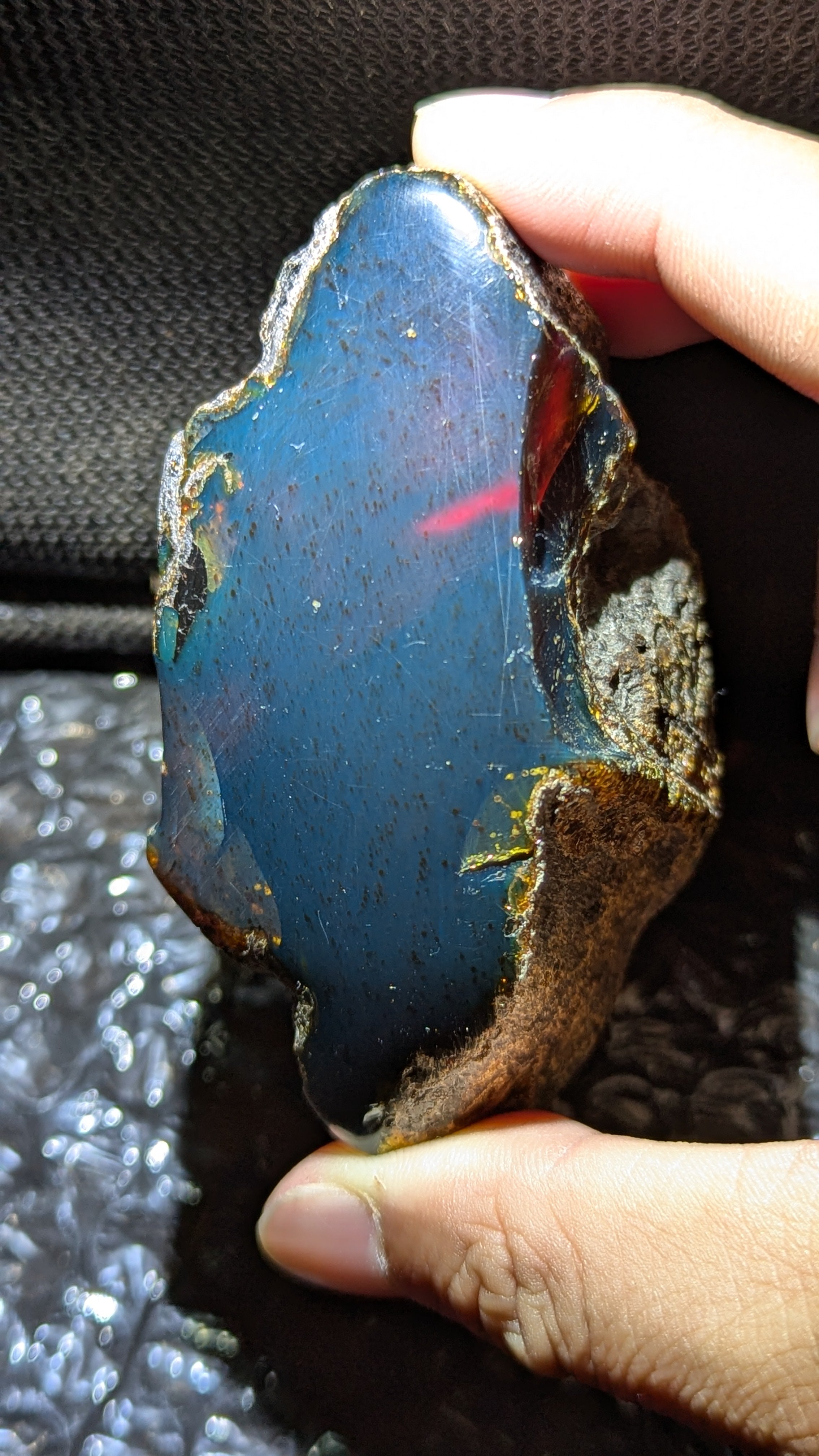 Beautiful Blue Amber Specimen with pattern inclusions (93 grams) - Natural Blue Amber - Amber Specimen - Natural Amber Stone