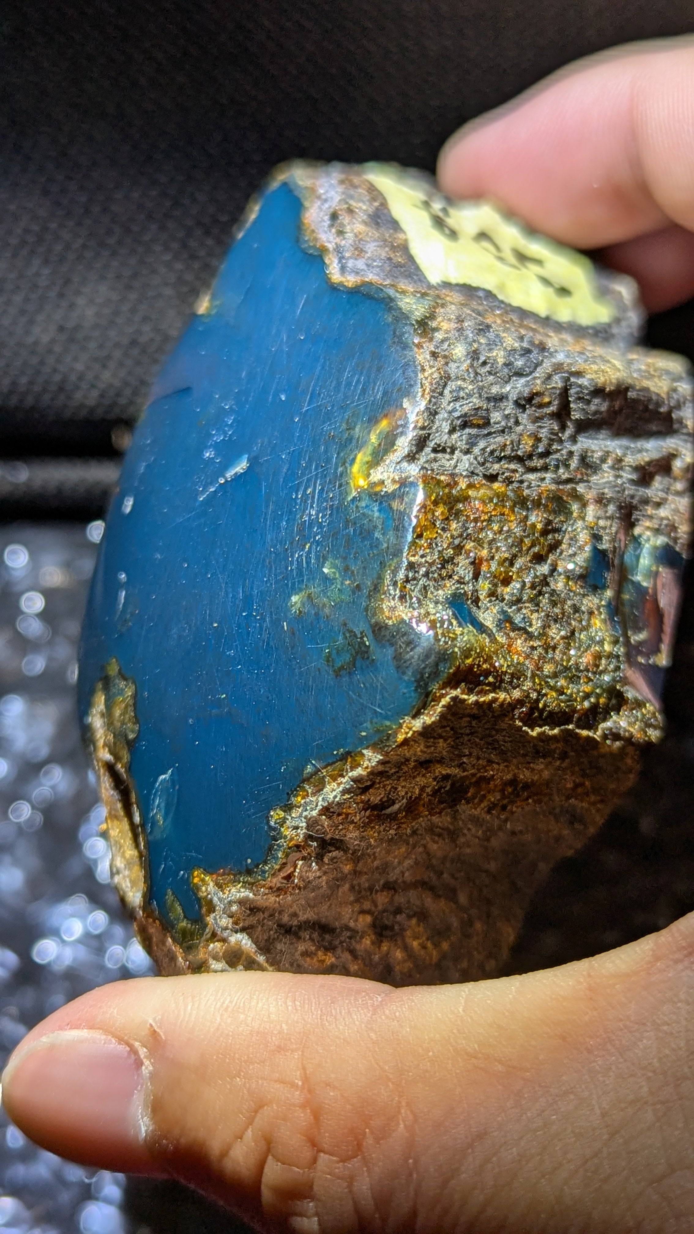 Beautiful Blue Amber Specimen with pattern inclusions (93 grams) - Natural Blue Amber - Amber Specimen - Natural Amber Stone