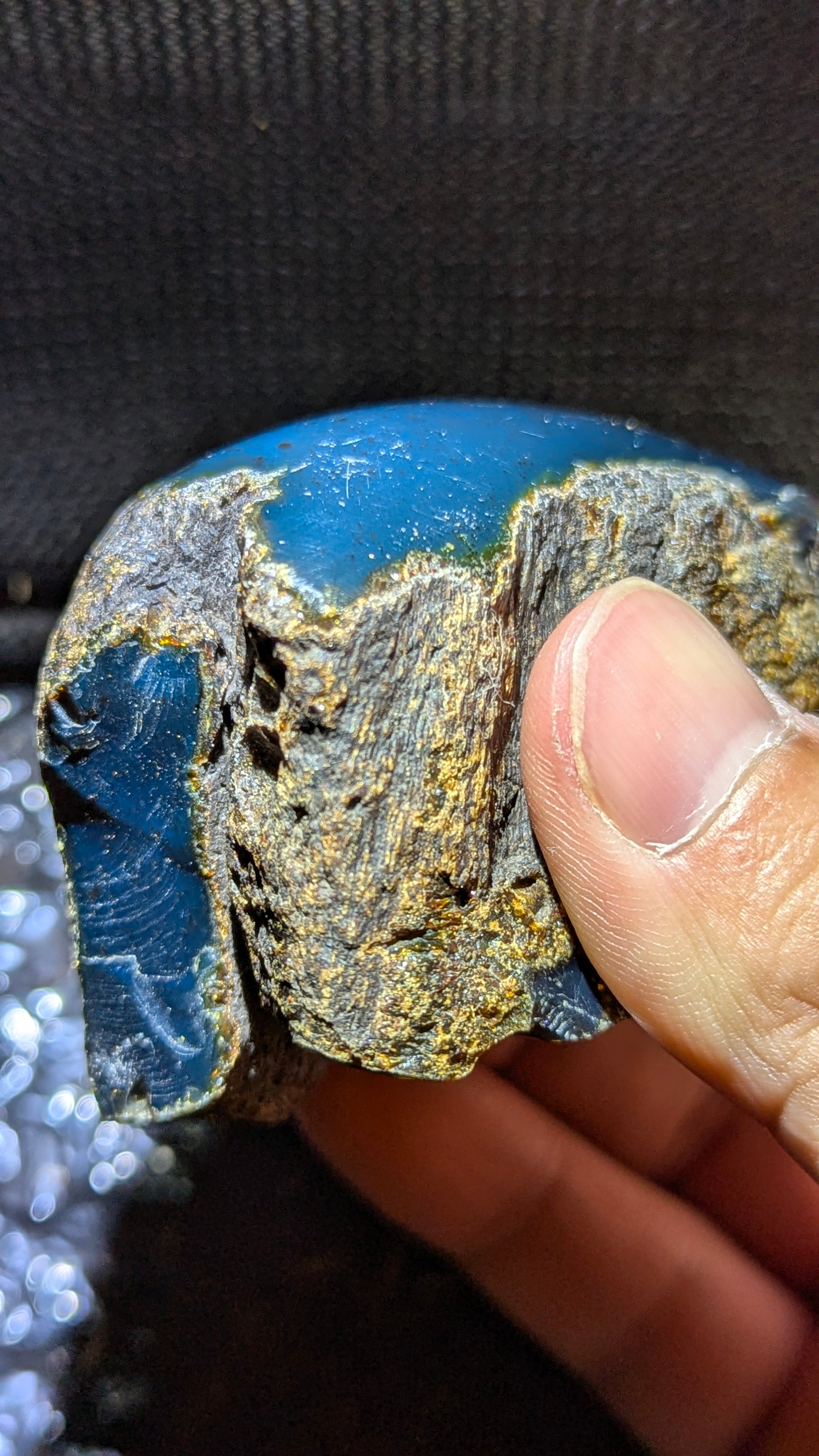 Rare Blue Amber Specimen (62 grams) - Natural Blue Amber with bark skin