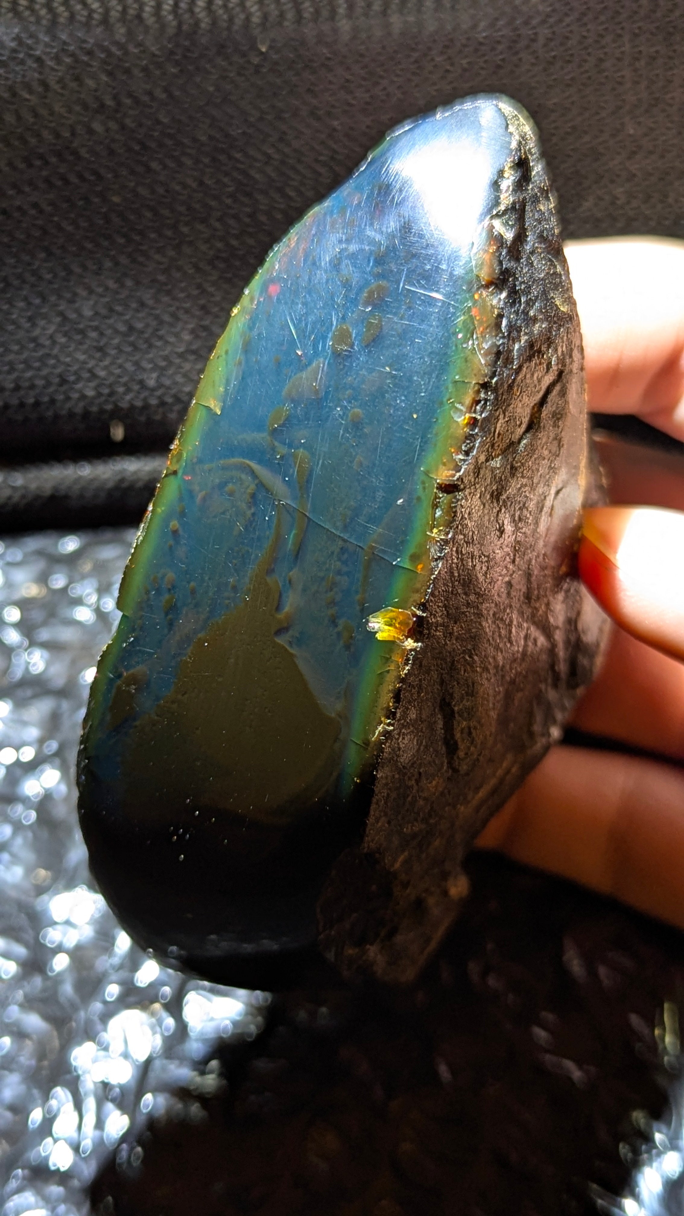 Beautiful Blue Amber Specimen with pattern inclusions (98 grams) - Natural Blue Amber - Amber Specimen - Natural Amber Stone - UV Reactive