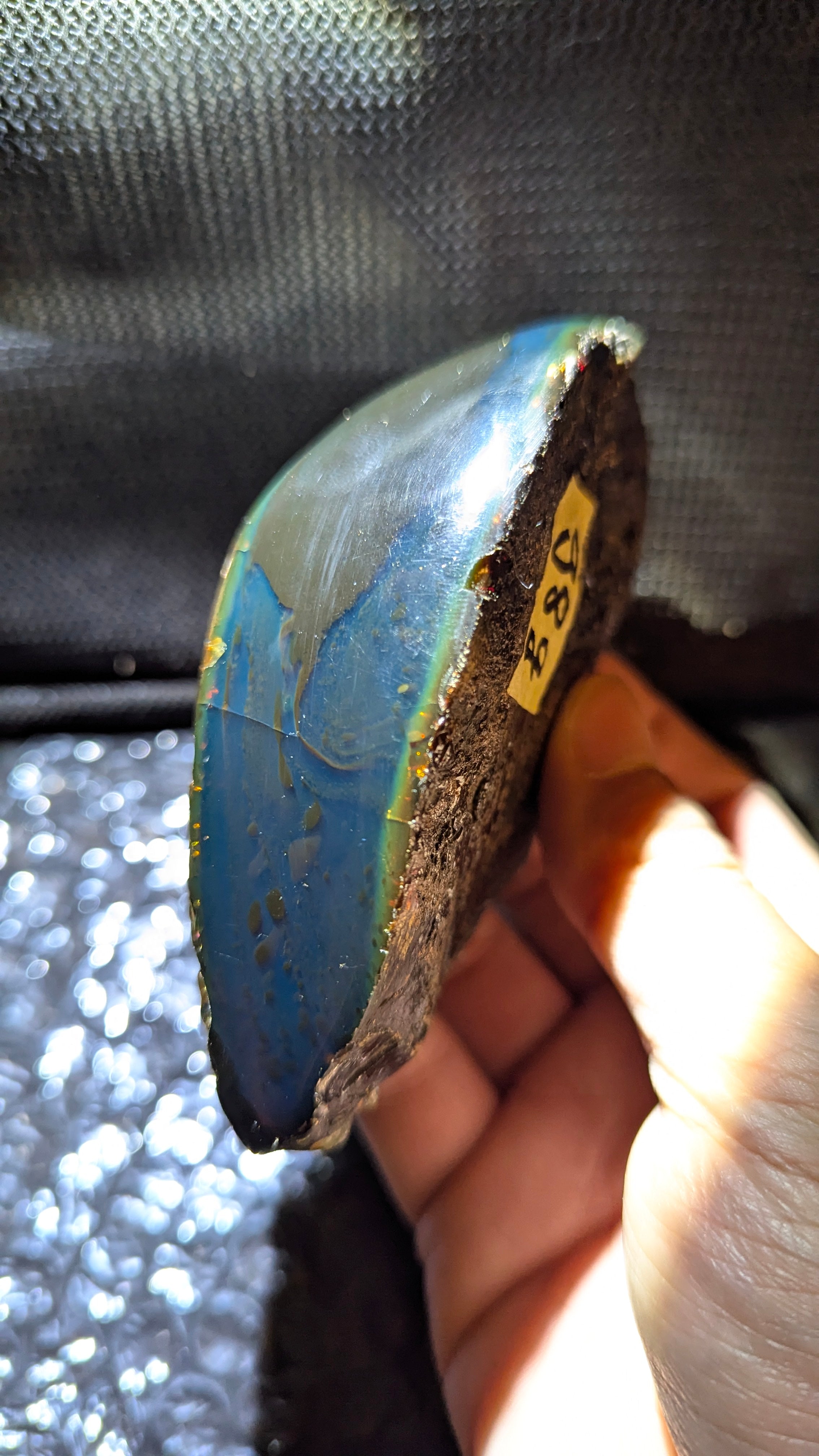 Beautiful Blue Amber Specimen with pattern inclusions (98 grams) - Natural Blue Amber - Amber Specimen - Natural Amber Stone - UV Reactive