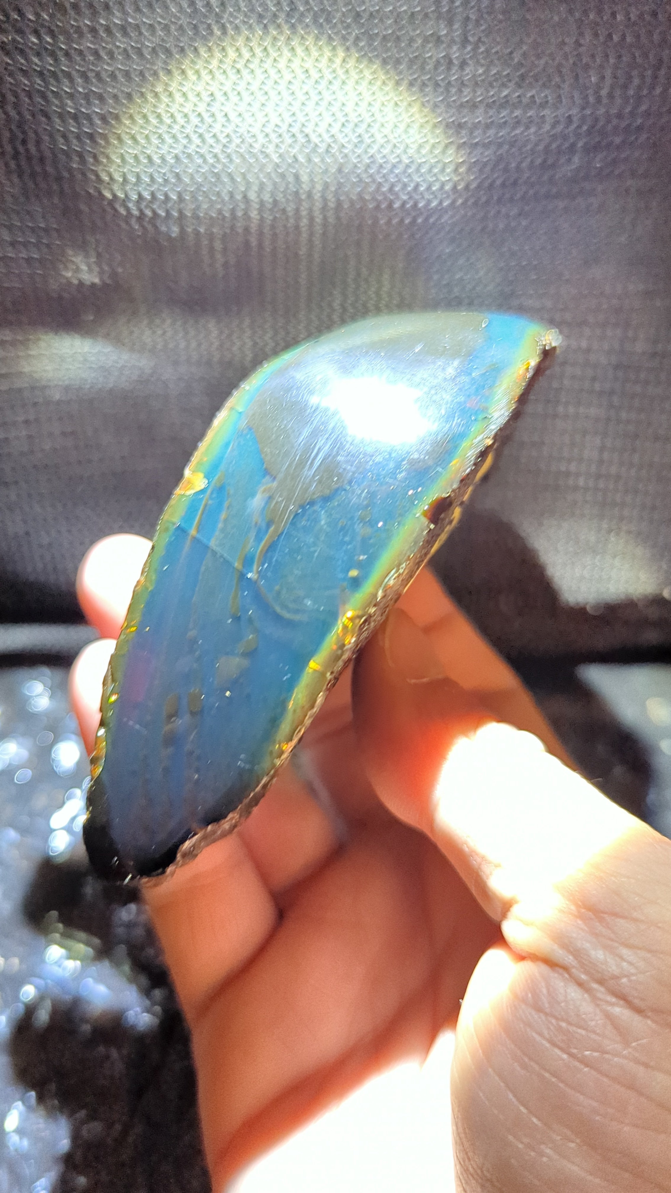 Beautiful Blue Amber Specimen with pattern inclusions (98 grams) - Natural Blue Amber - Amber Specimen - Natural Amber Stone - UV Reactive