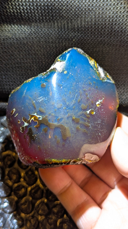 Rare Blue Amber Specimen (100 grams) - Large Natural Blue Amber with bark skin and beautiful inclusions