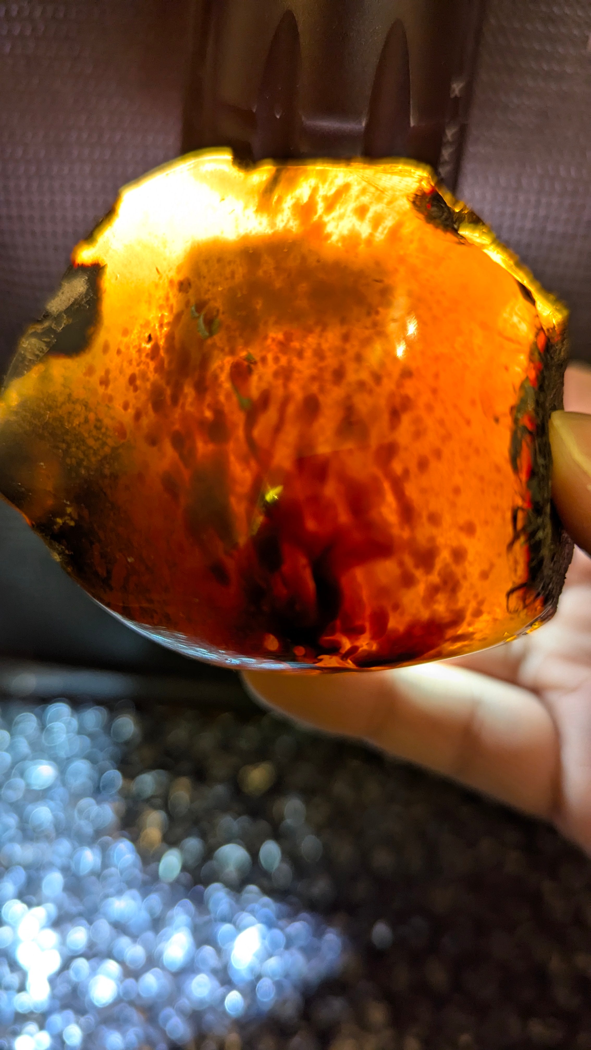 Rare Blue Amber Specimen (100 grams) - Large Natural Blue Amber with bark skin and beautiful inclusions