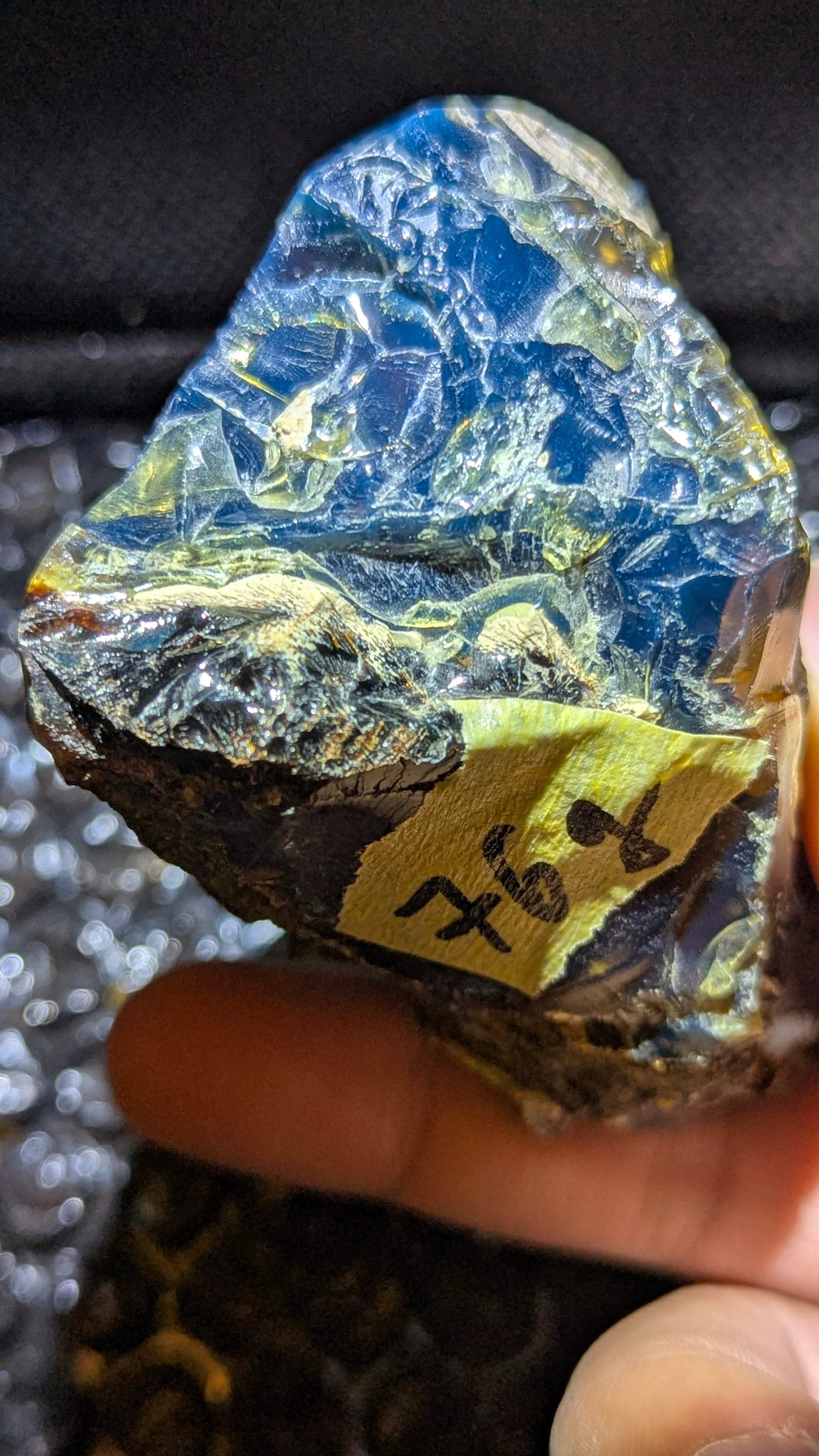Rare Blue Amber Specimen (76 grams) - Excellent Grade - Natural Blue Amber with beautiful blue glow
