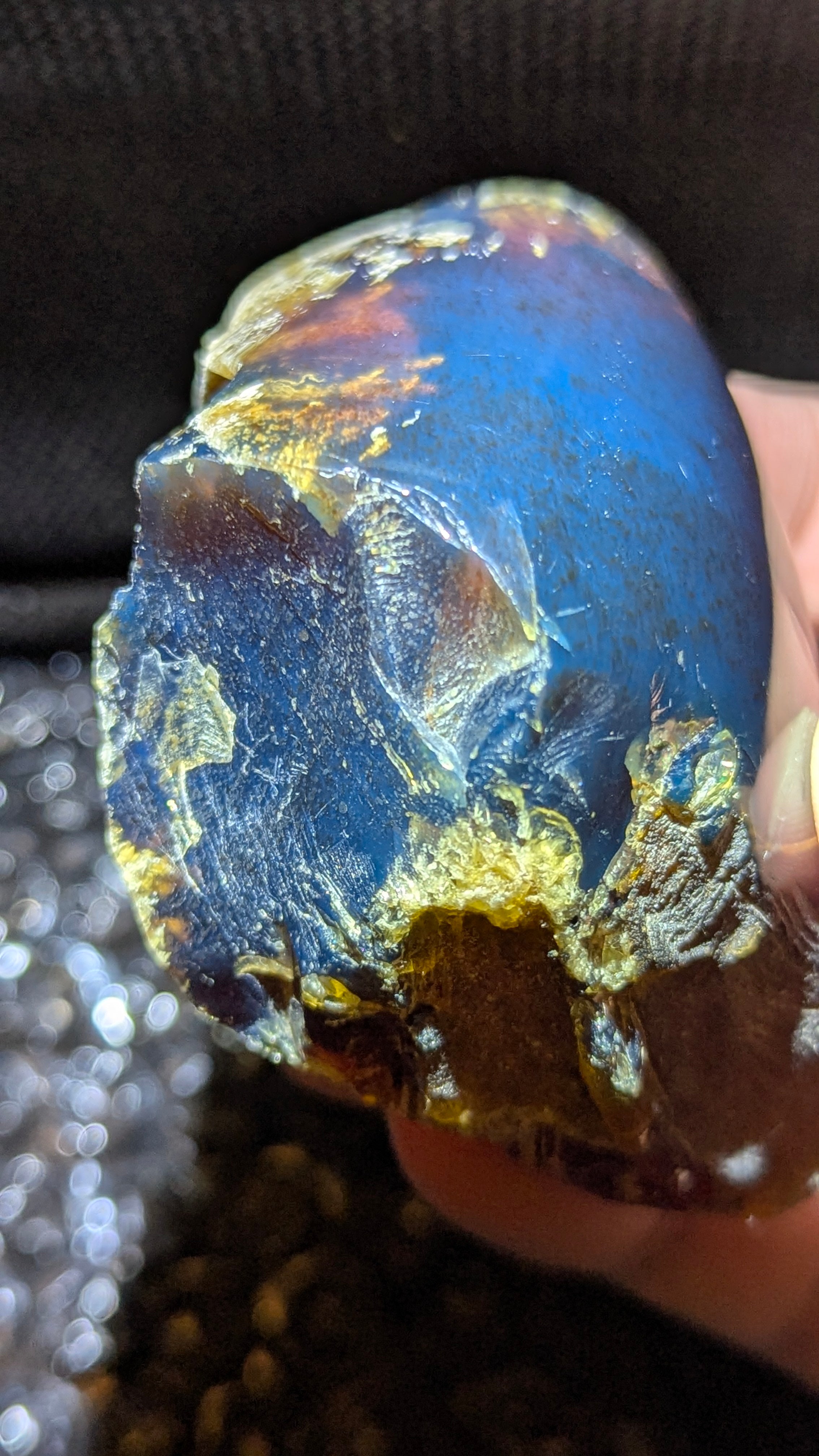 Rare Blue Amber Specimen (64 grams) - Excellent Grade - Natural Blue Amber with magical blue glow