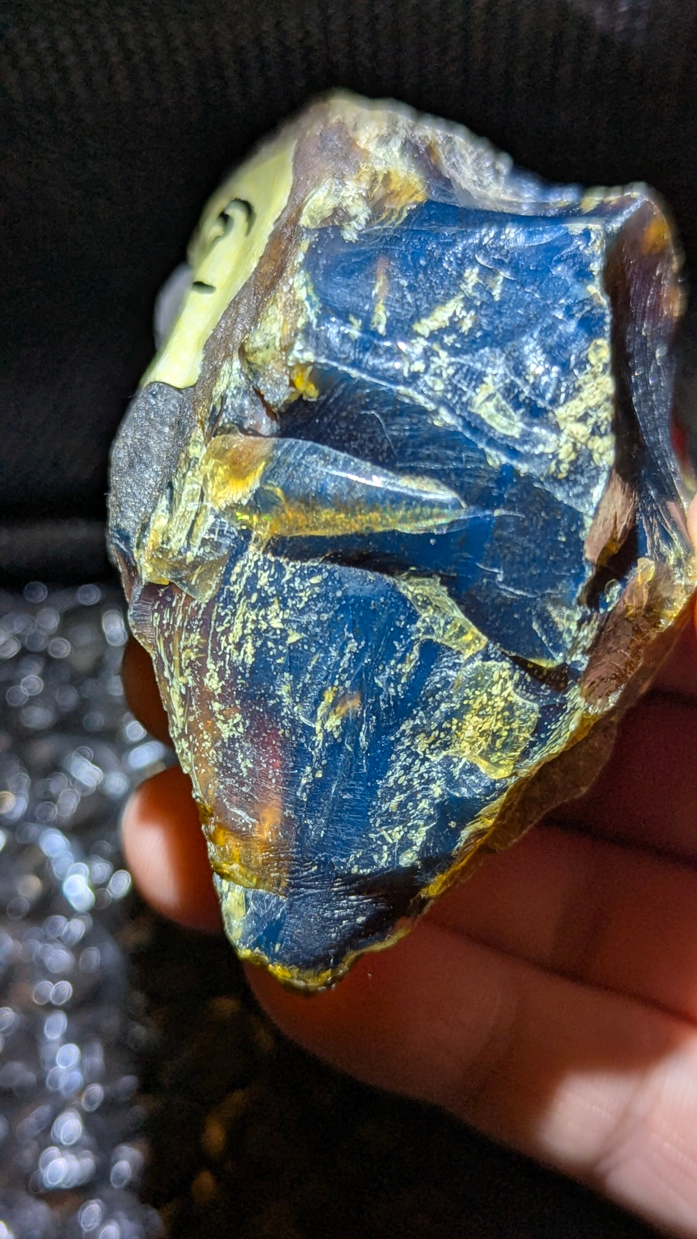 Rare Blue Amber Specimen (64 grams) - Excellent Grade - Natural Blue Amber with magical blue glow