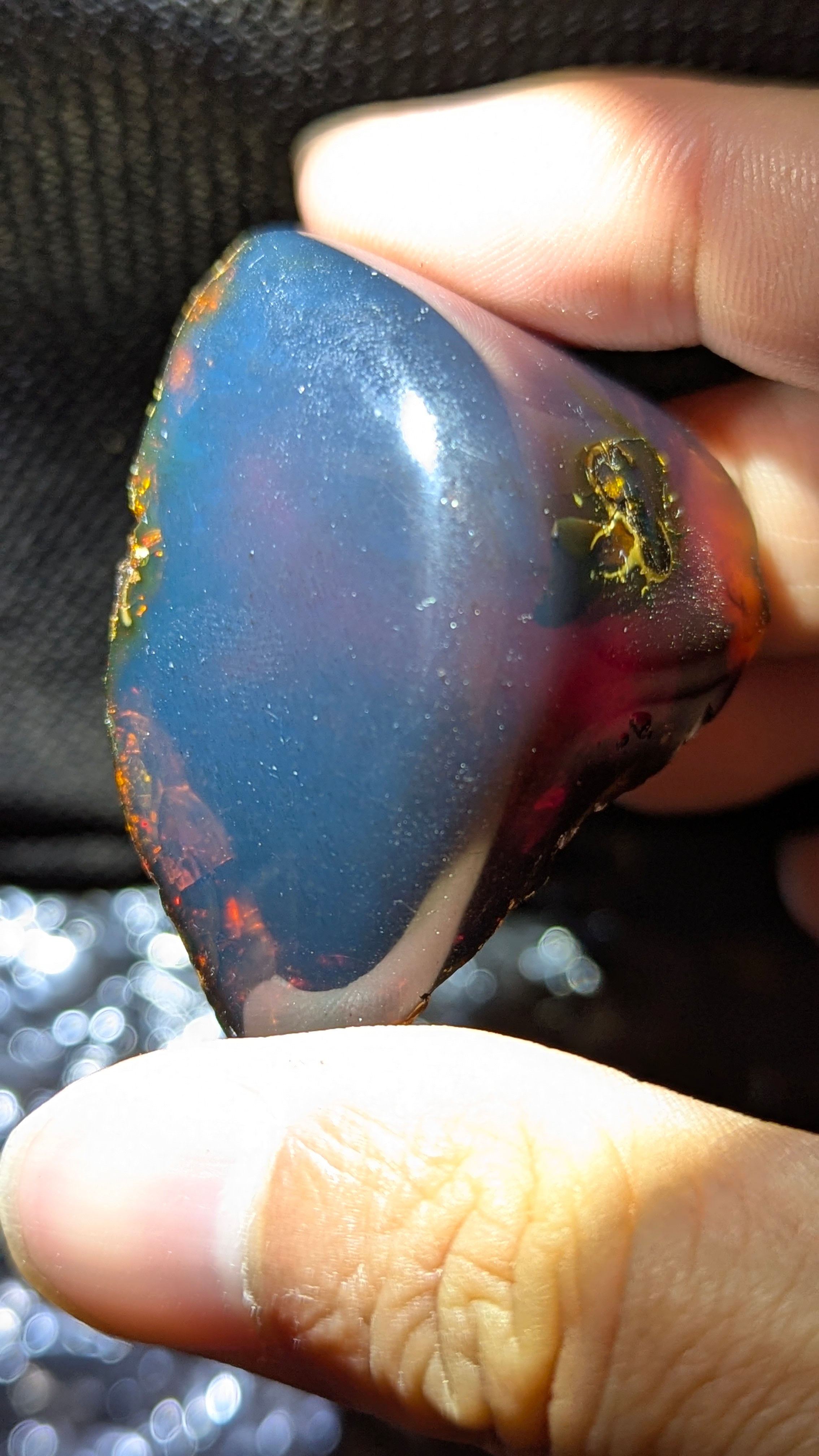 Rare Blue Amber Specimen (18 grams) - Excellent Grade - Natural Blue Amber with magical blue glow