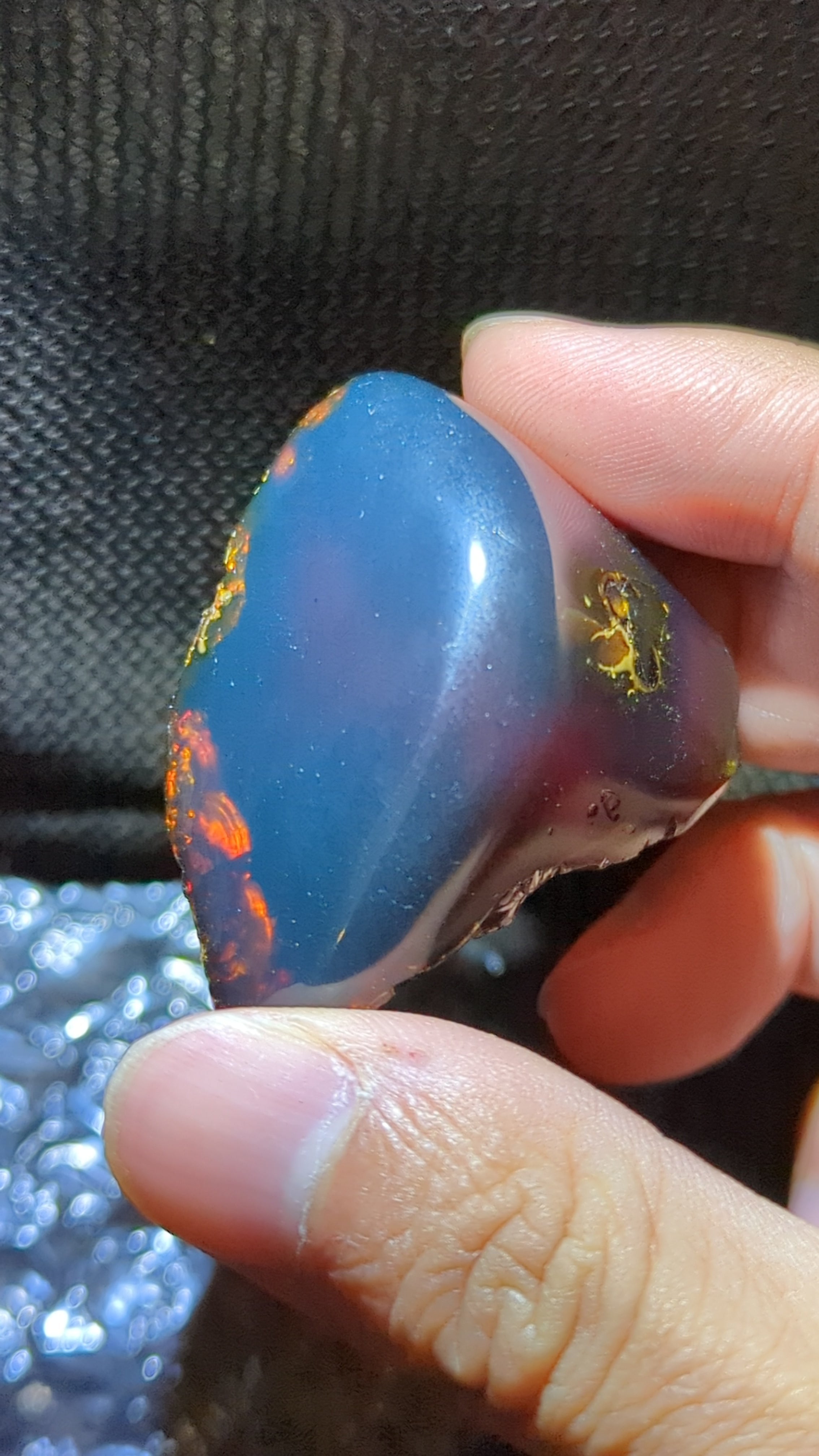 Rare Blue Amber Specimen (18 grams) - Excellent Grade - Natural Blue Amber with magical blue glow
