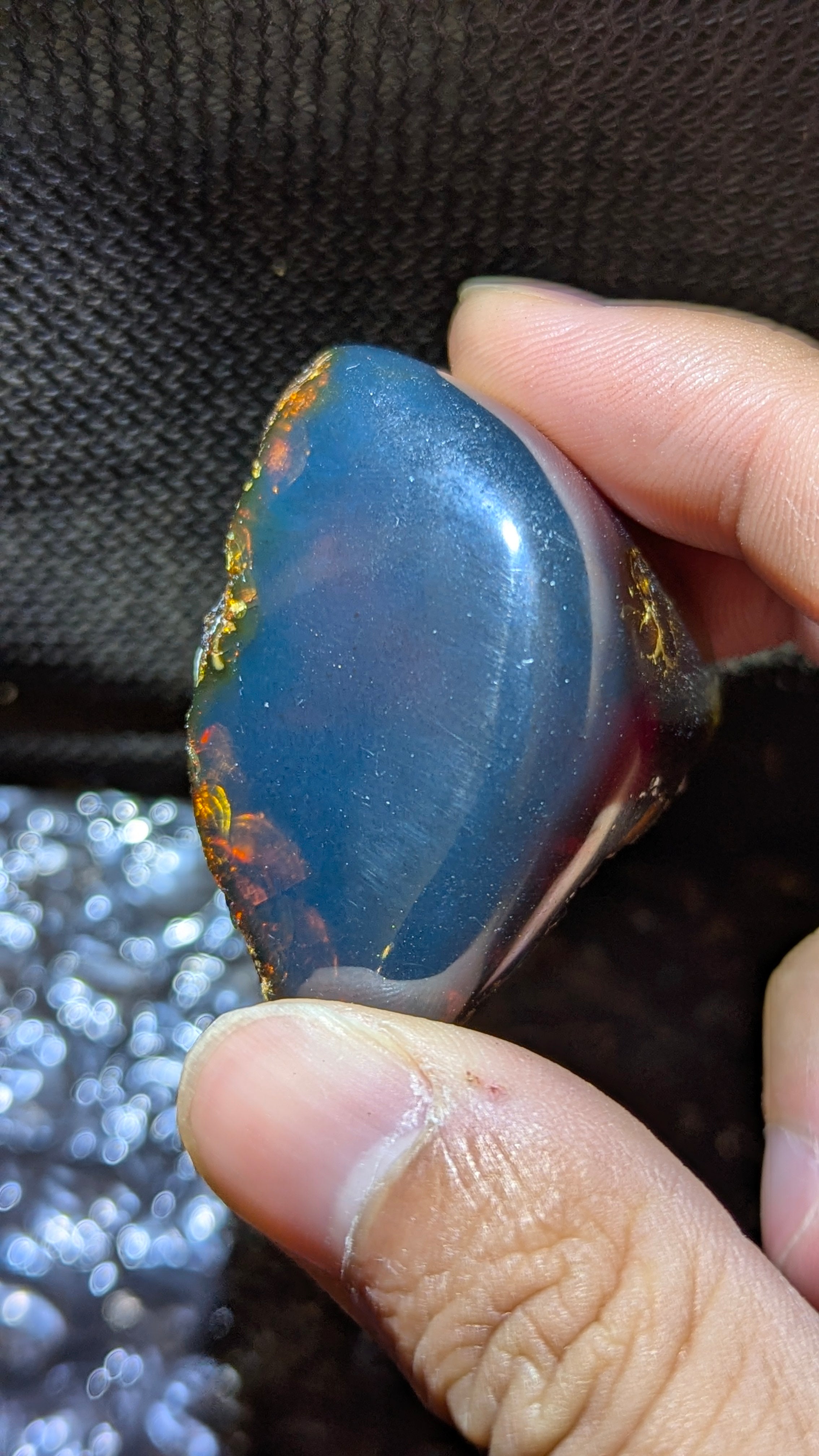 Rare Blue Amber Specimen (18 grams) - Excellent Grade - Natural Blue Amber with magical blue glow