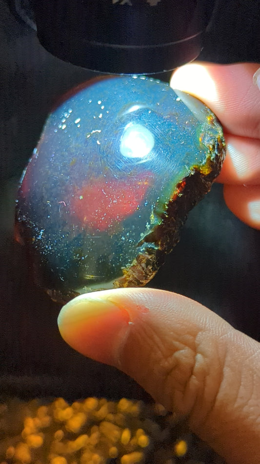 Rare Blue Amber Specimen (26 grams) - Excellent Grade - Natural Blue Amber with magical greenish blue glow