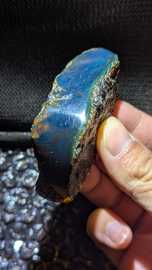 Beautiful Genuine 27g Greenish Blue Amber – Natural Amber, Untreated - Strong Blue Glow