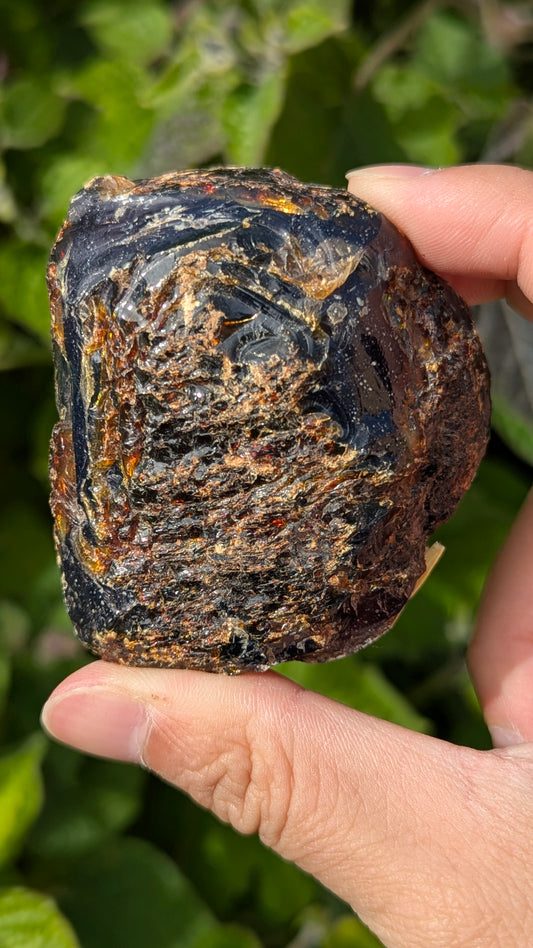 Rare Raw Blue Amber (89 Grams) – Sunlight Glowing, UV-Reactive Natural Gemstone