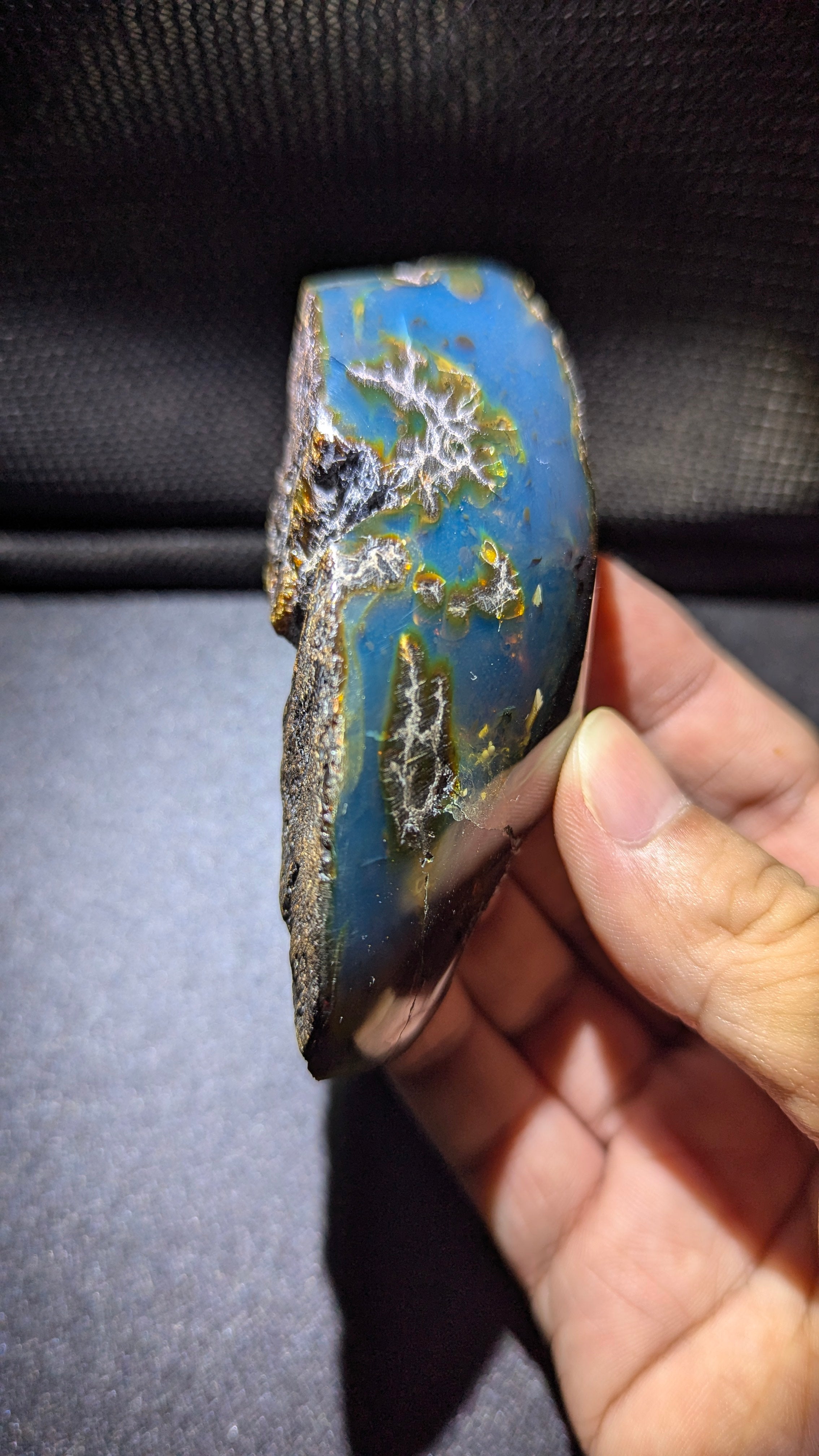 Very Rare AAA Genuine 50 G Golden Blue Amber with Beautiful Inclusions – Natural Amber, Untreated