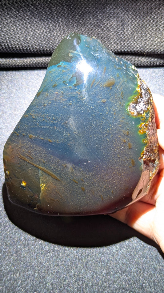 Polished Blue Amber 134g Display Specimen – Genuine Indonesian Fossil Resin