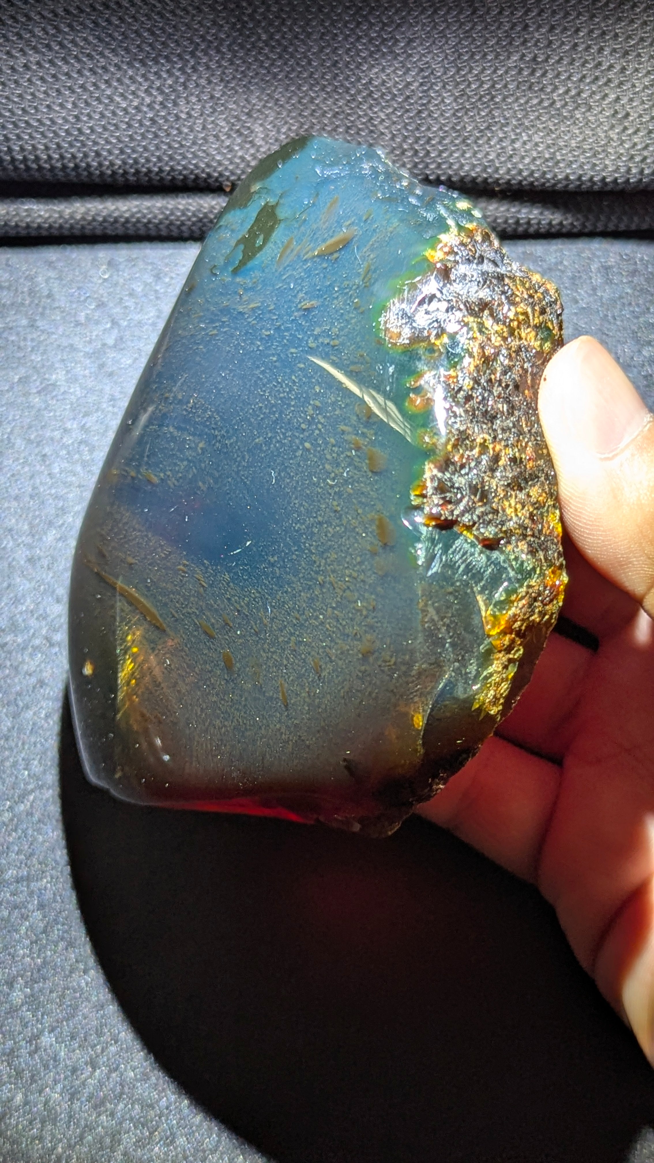 Polished Blue Amber 134g Display Specimen – Genuine Indonesian Fossil Resin