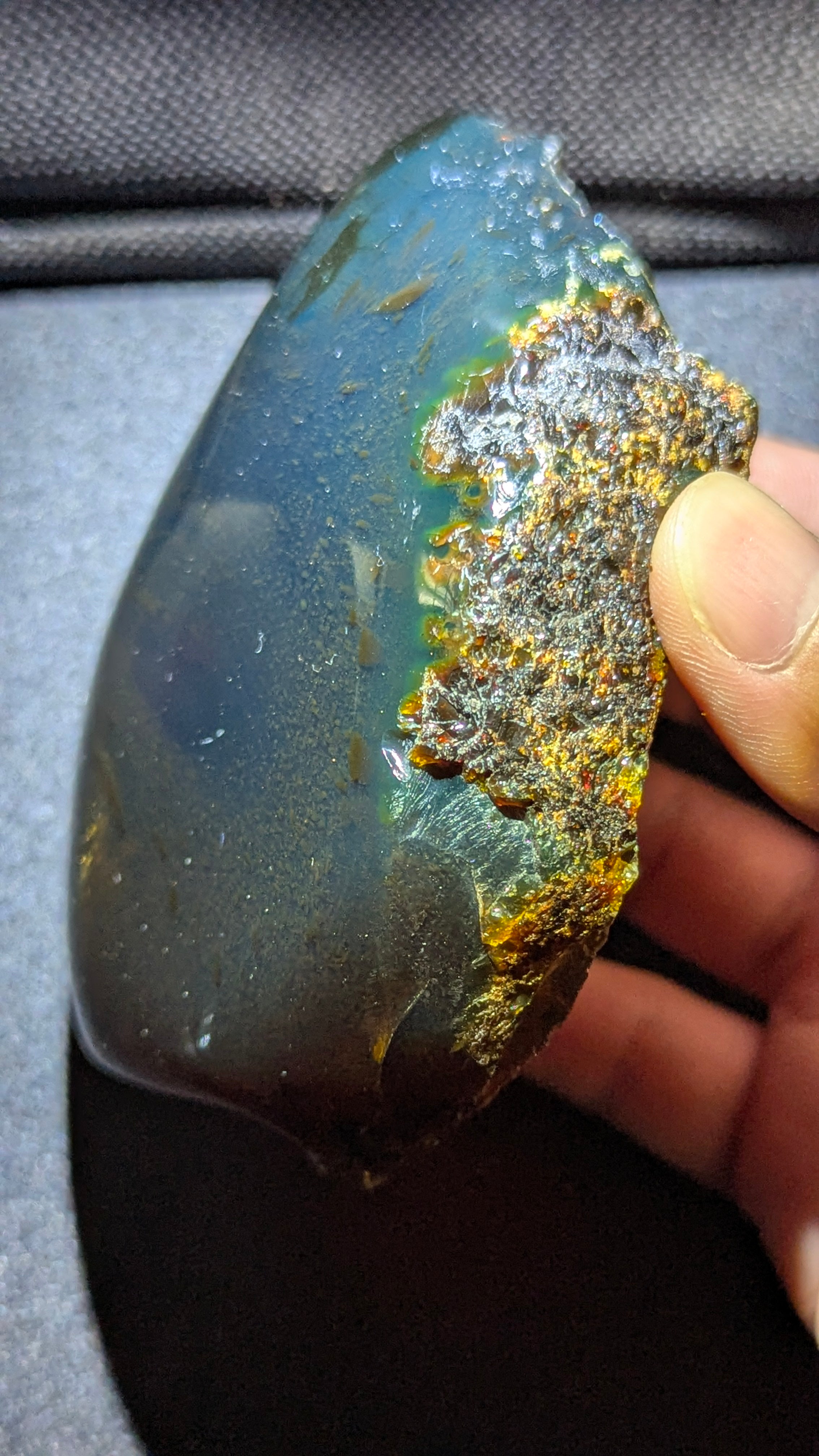 Polished Blue Amber 134g Display Specimen – Genuine Indonesian Fossil Resin