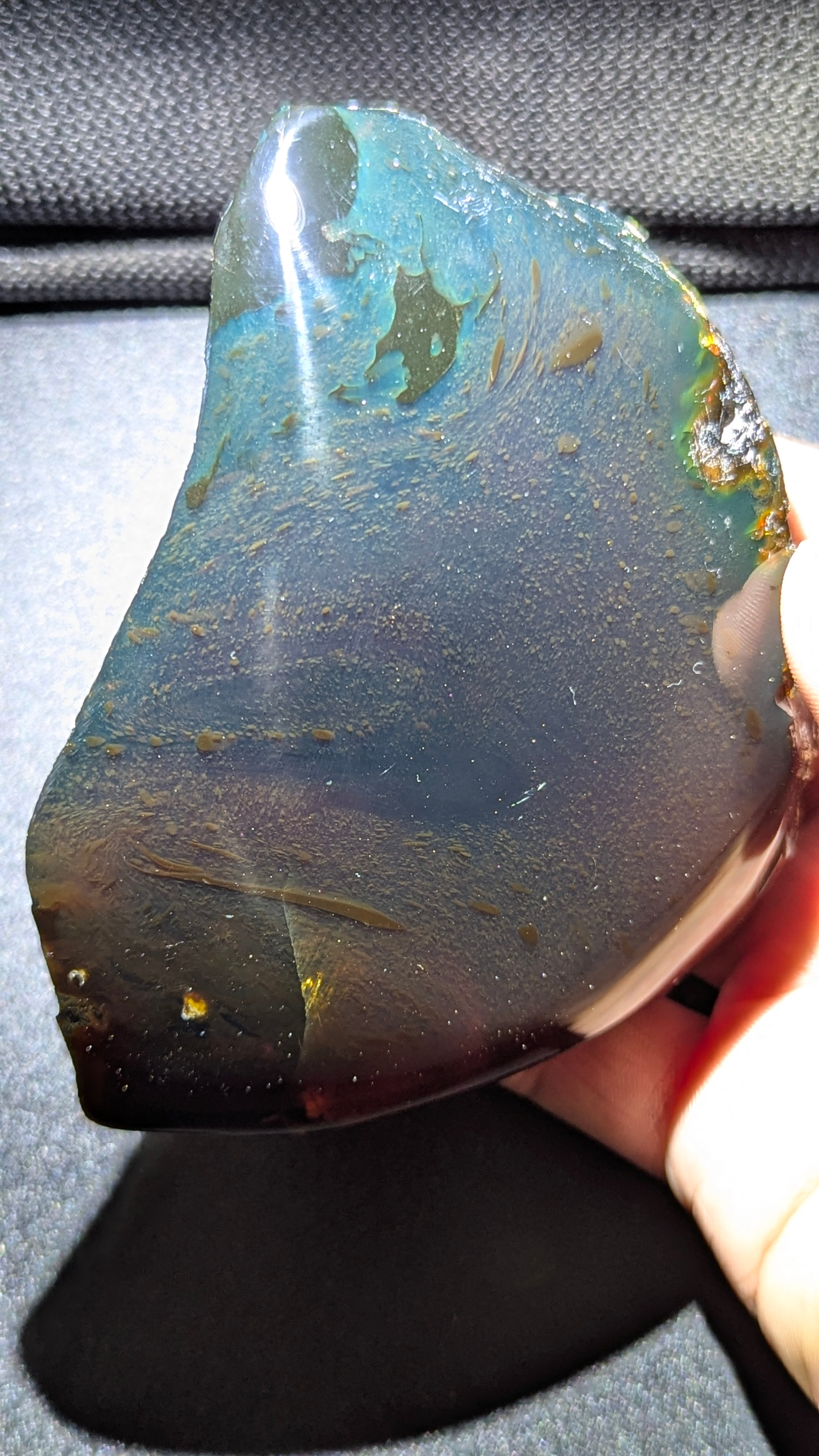 Polished Blue Amber 134g Display Specimen – Genuine Indonesian Fossil Resin