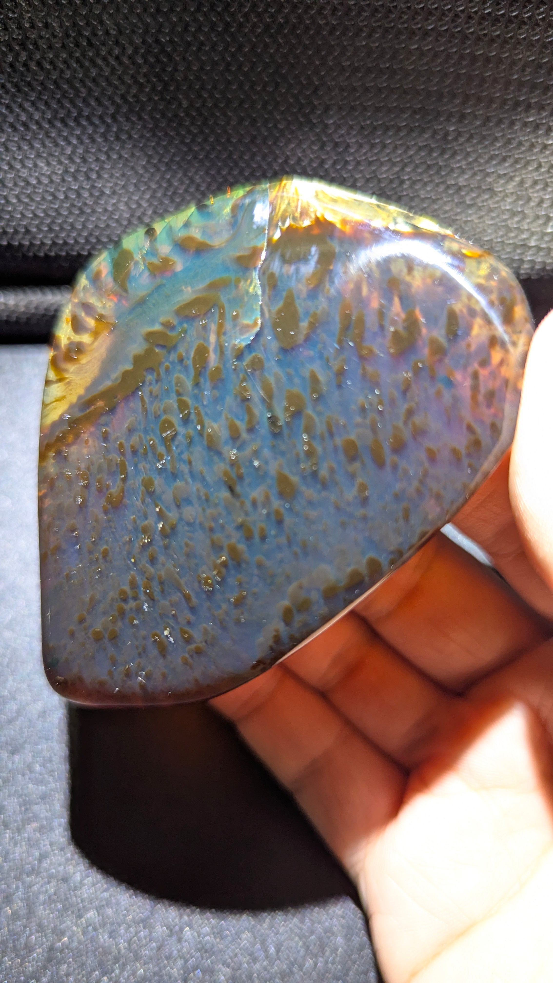 Rare Starry Lagoon Pattern with Natural Blue Glow - Polished Indonesian Blue Amber 42g Specimen