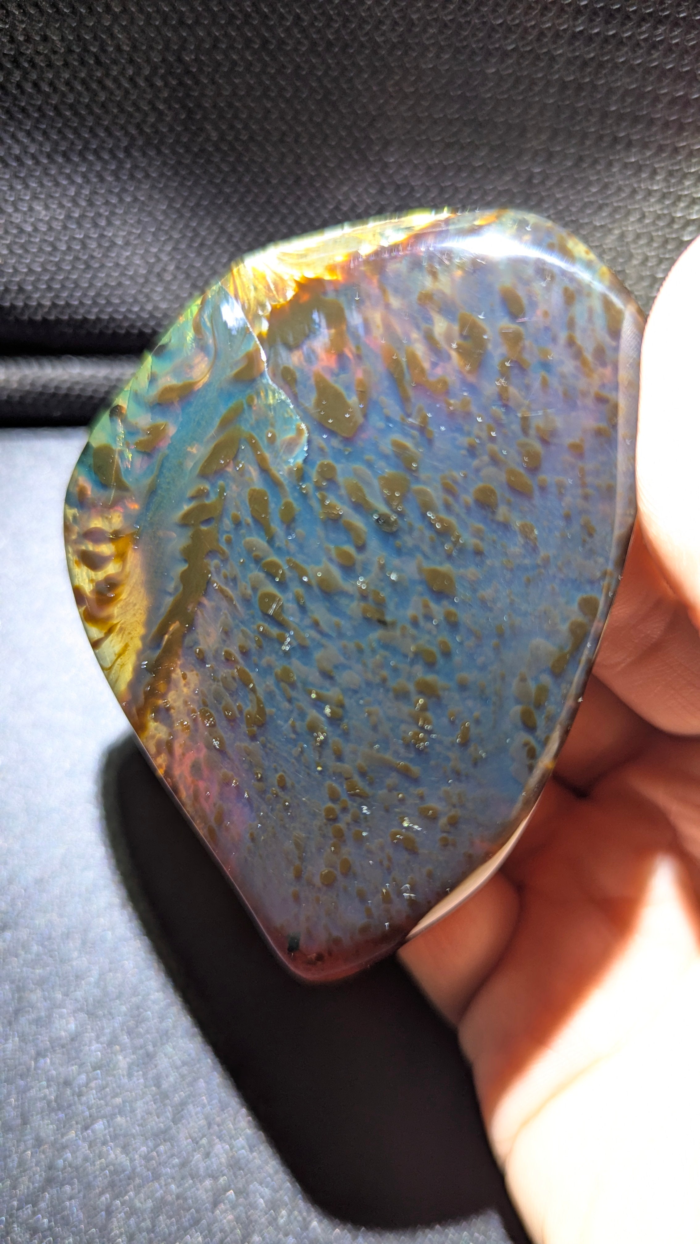 Rare Starry Lagoon Pattern with Natural Blue Glow - Polished Indonesian Blue Amber 42g Specimen