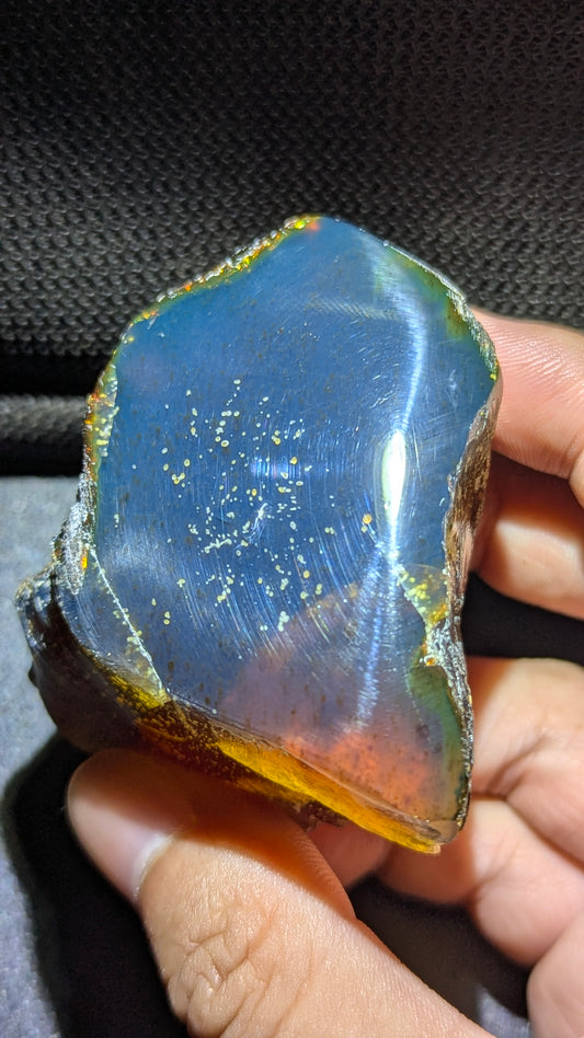 Rare Aurelia Blue 69g Natural Polished Blue Amber – Rare Amber with Blue UV Glow