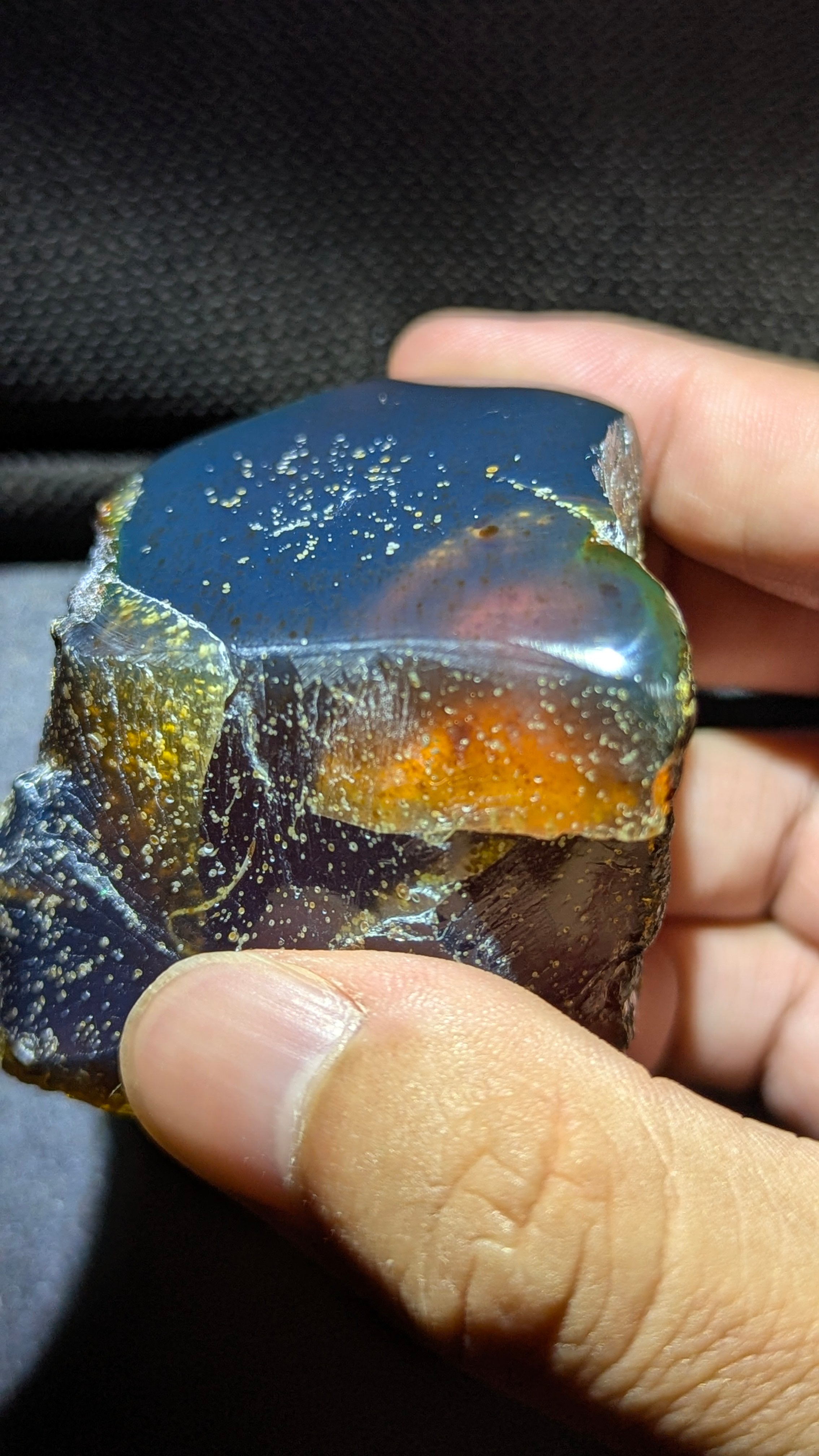 Rare Aurelia Blue 69g Natural Polished Blue Amber – Rare Amber with Blue UV Glow