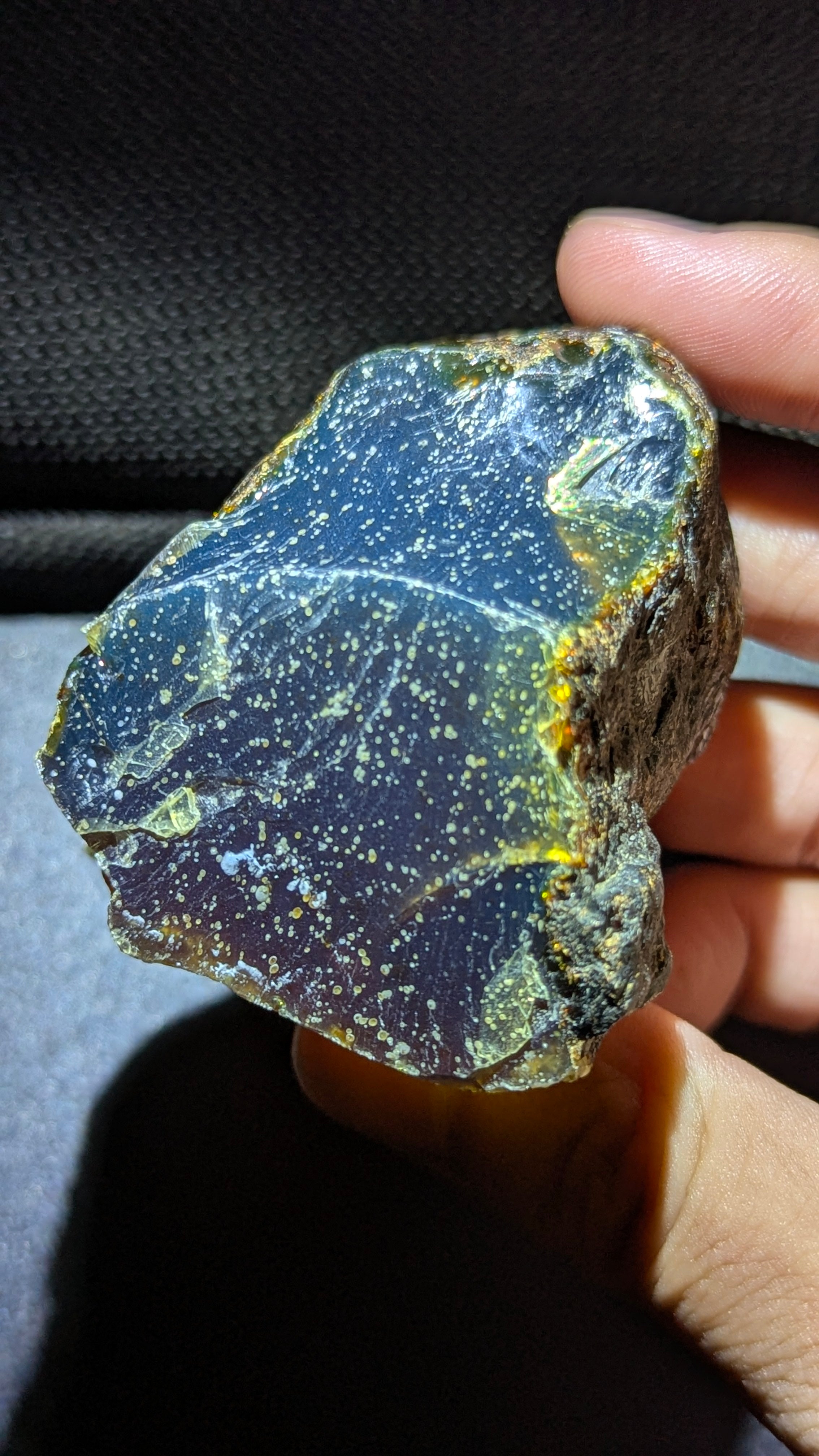 Rare Aurelia Blue 69g Natural Polished Blue Amber – Rare Amber with Blue UV Glow