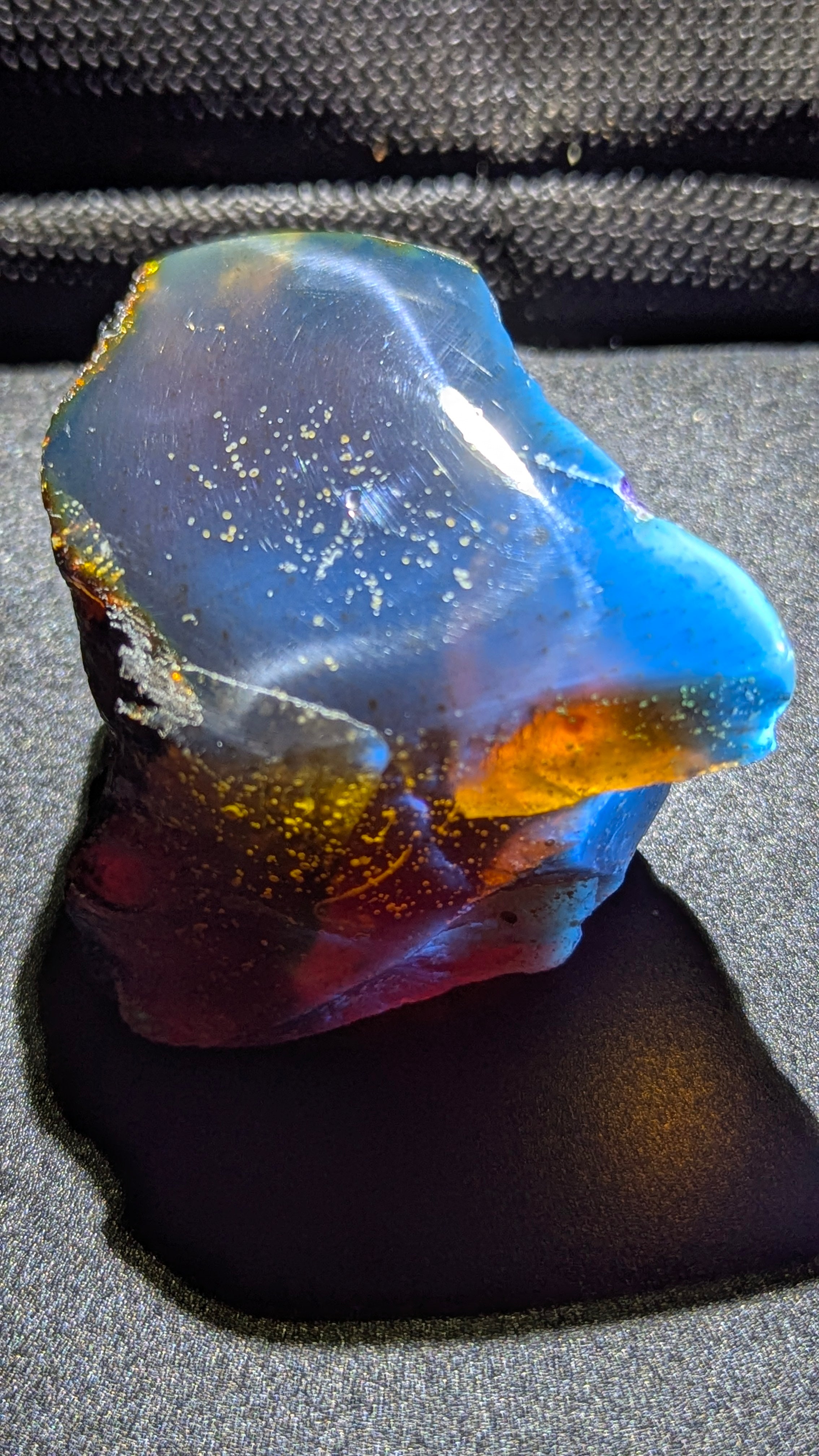 Rare Aurelia Blue 69g Natural Polished Blue Amber – Rare Amber with Blue UV Glow