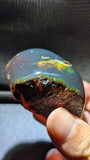 Natural Sumatran 45g  Blue Amber “Aurora Phoenix” — Polished Fire Nebula Collector Specimen with Rare Blue-Green Glow