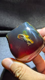 Natural Sumatran 45g  Blue Amber “Aurora Phoenix” — Polished Fire Nebula Collector Specimen with Rare Blue-Green Glow